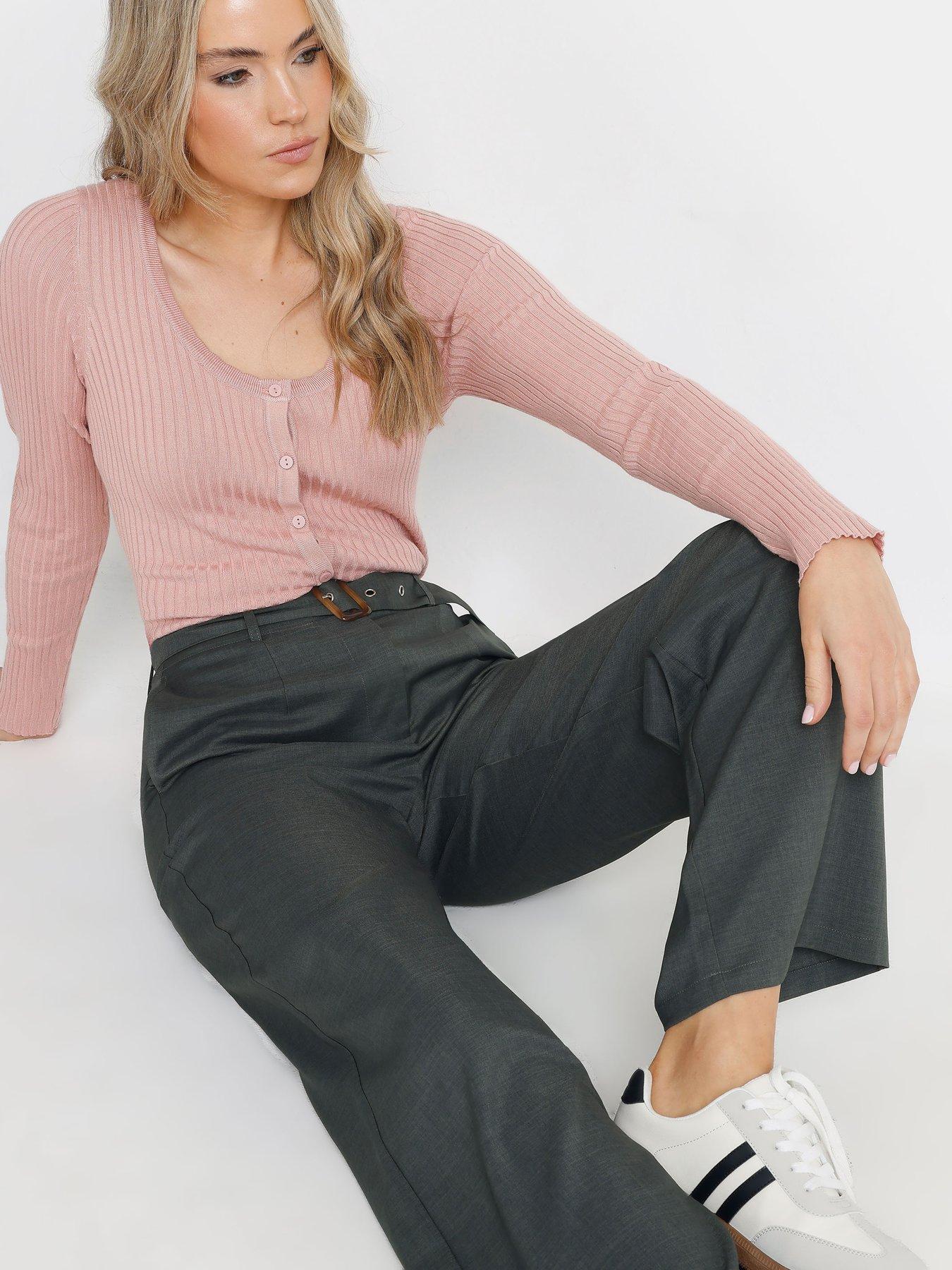 Image 4 of 4 of Long Tall Sally Wide Leg Belted Trouser 34" - Grey