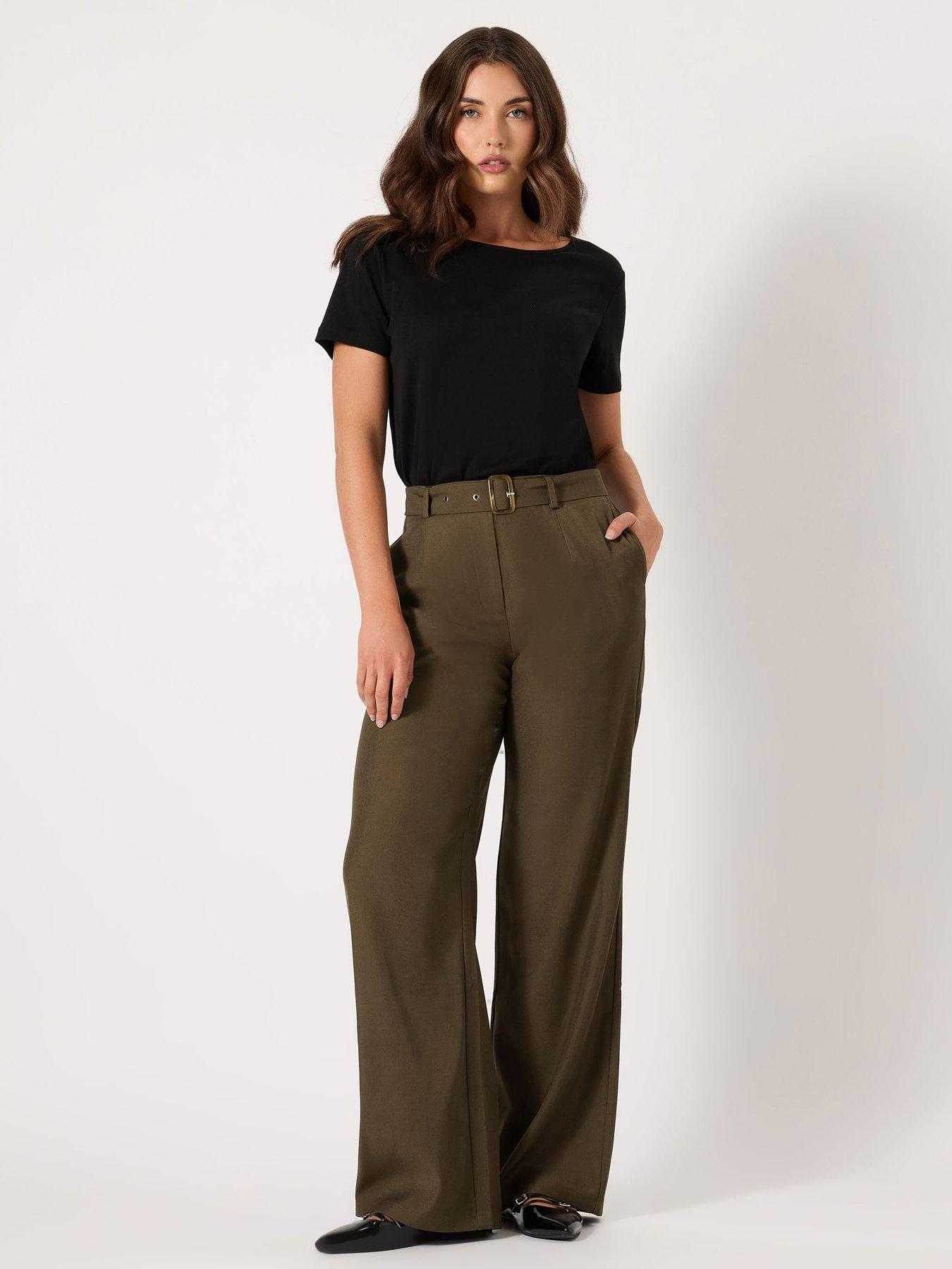 Image 3 of 4 of Long Tall Sally Wide Leg Belted Trouser 36" - Brown