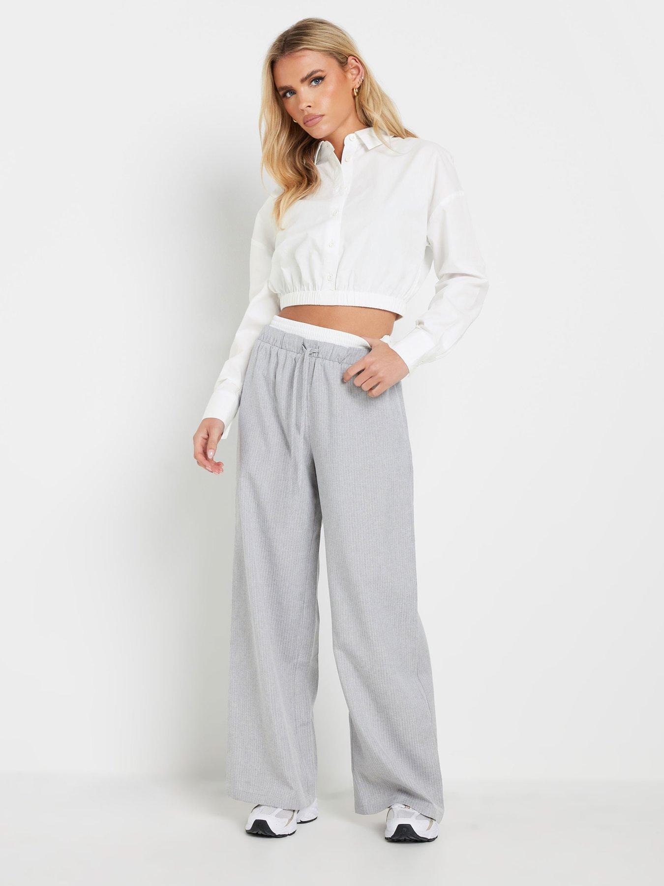 Image 3 of 4 of PixieGirl Petite Elastic Waist Shirt - White