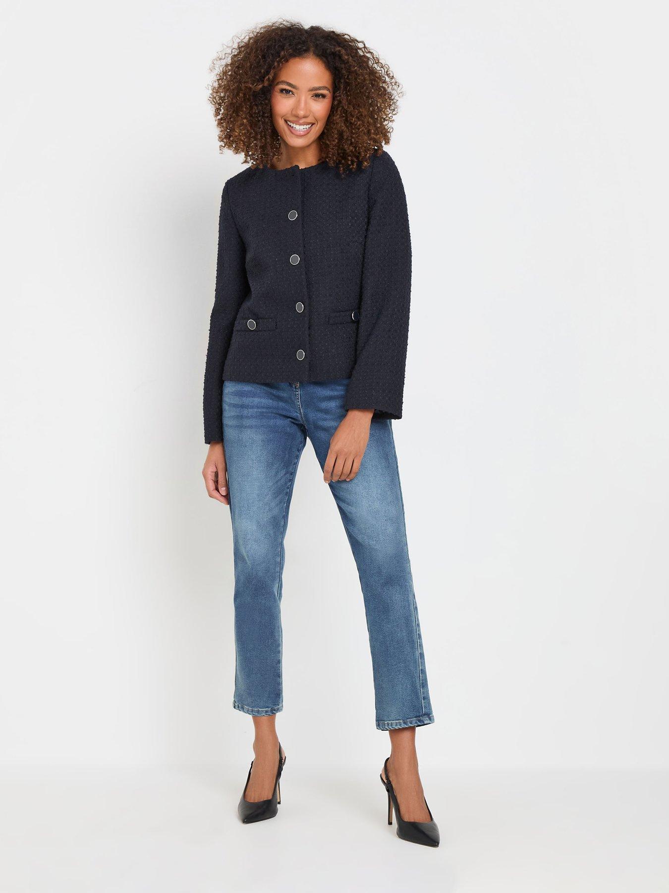 Image 3 of 4 of M&Co Boucle Buttoned Jacket - Blue