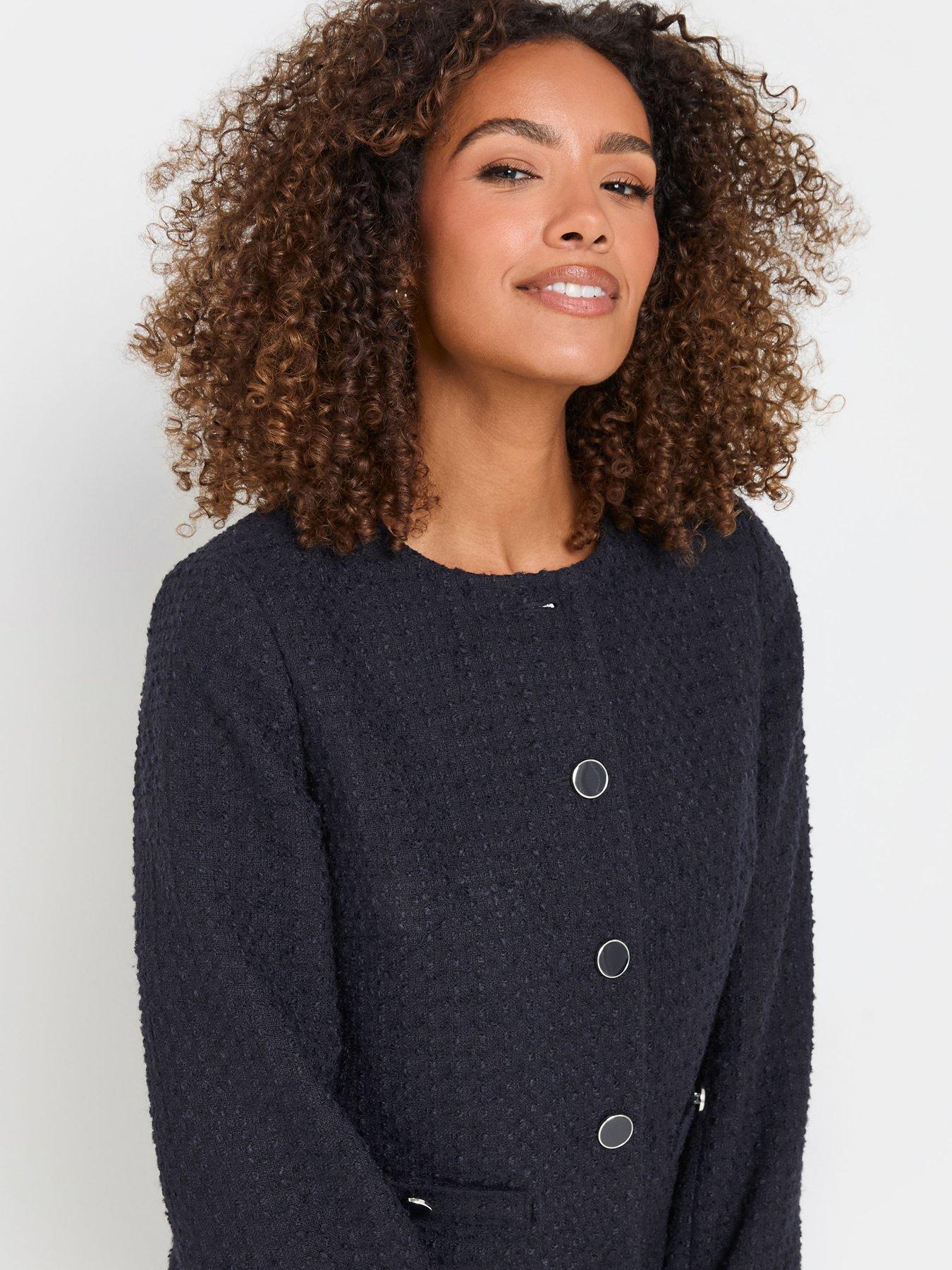 Image 4 of 4 of M&Co Boucle Buttoned Jacket - Blue