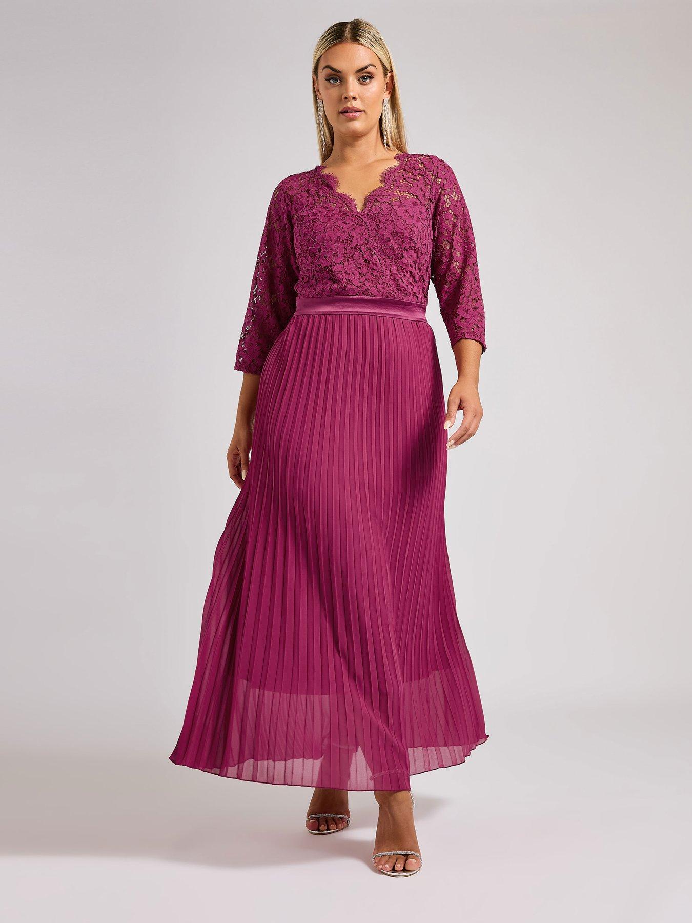 yours-curve-lace-pleated-maxi-dress-pink