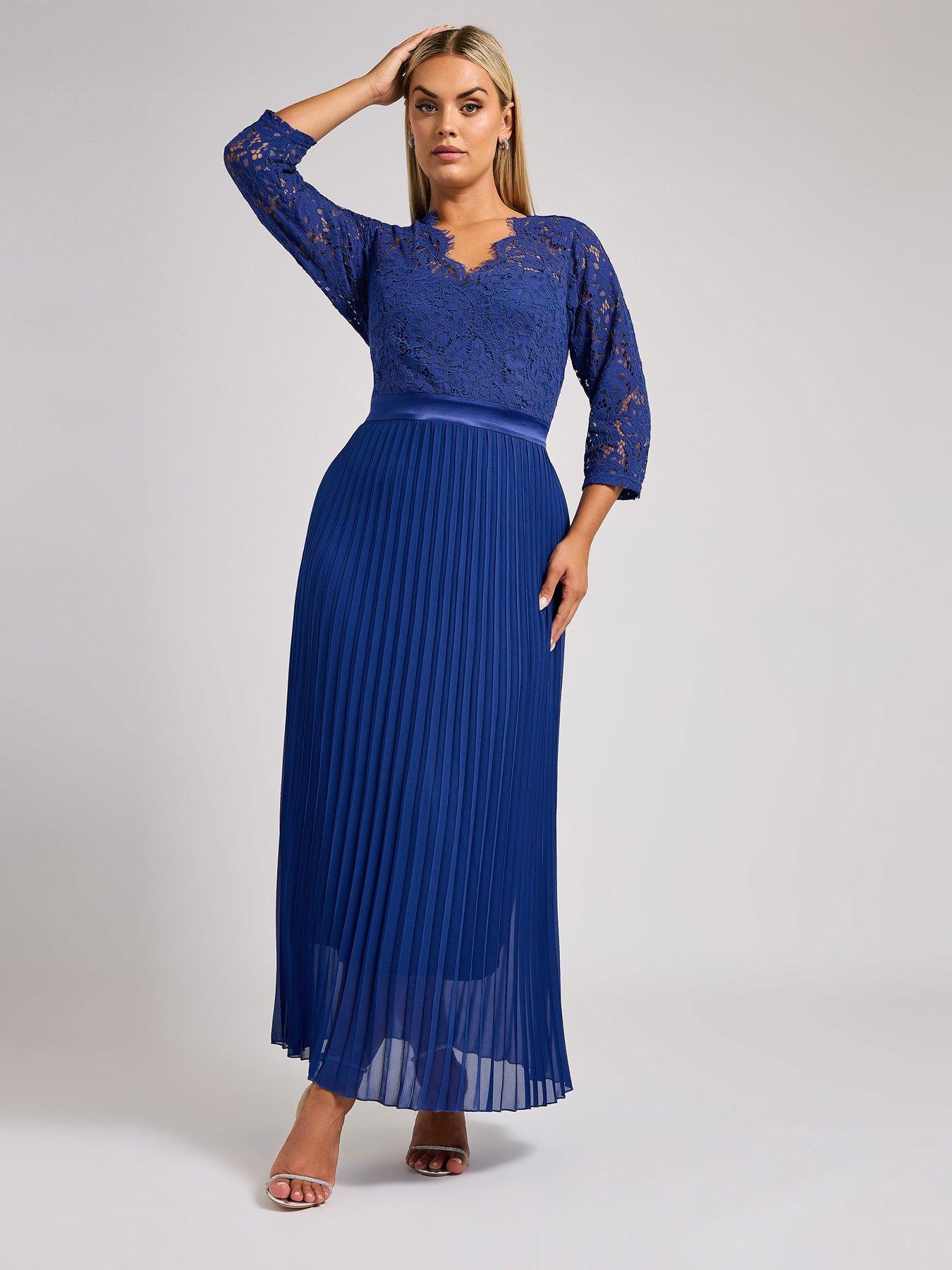 yours-curve-lace-pleated-maxi-dress-blue