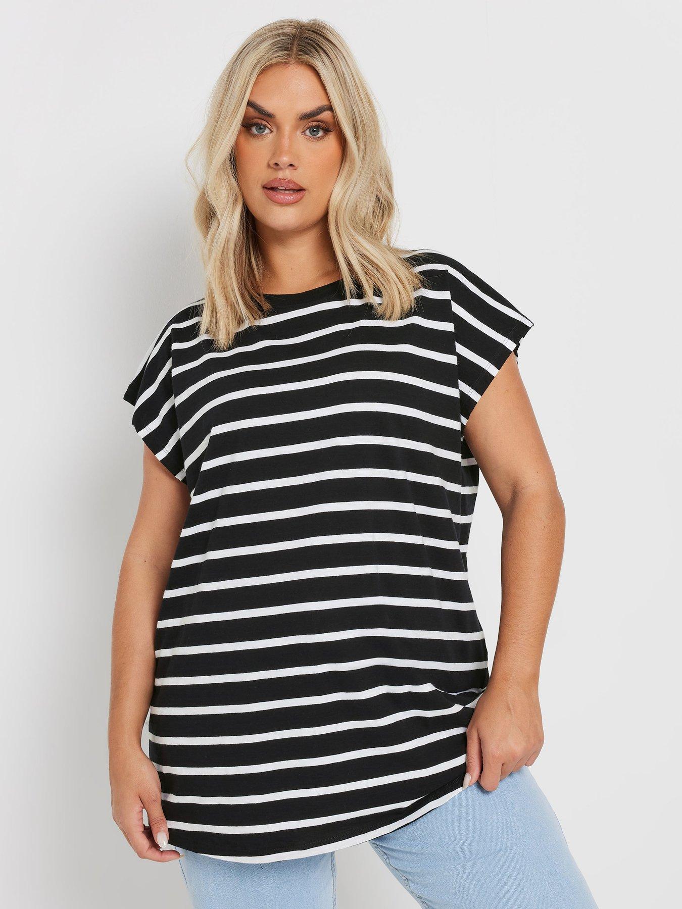 yours-curve-grown-on-sleeve-stripe-t-shirt-black