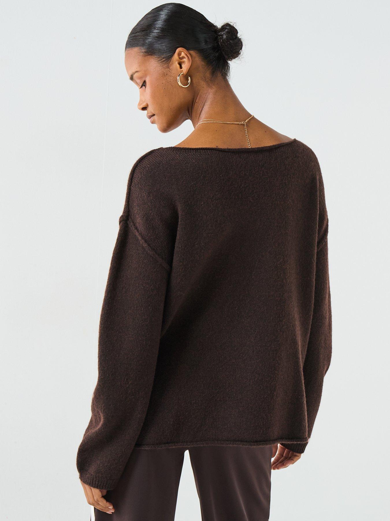 v-by-very-timeless-yarn-off-the-shoulder-knitted-jumper-brownstillFront