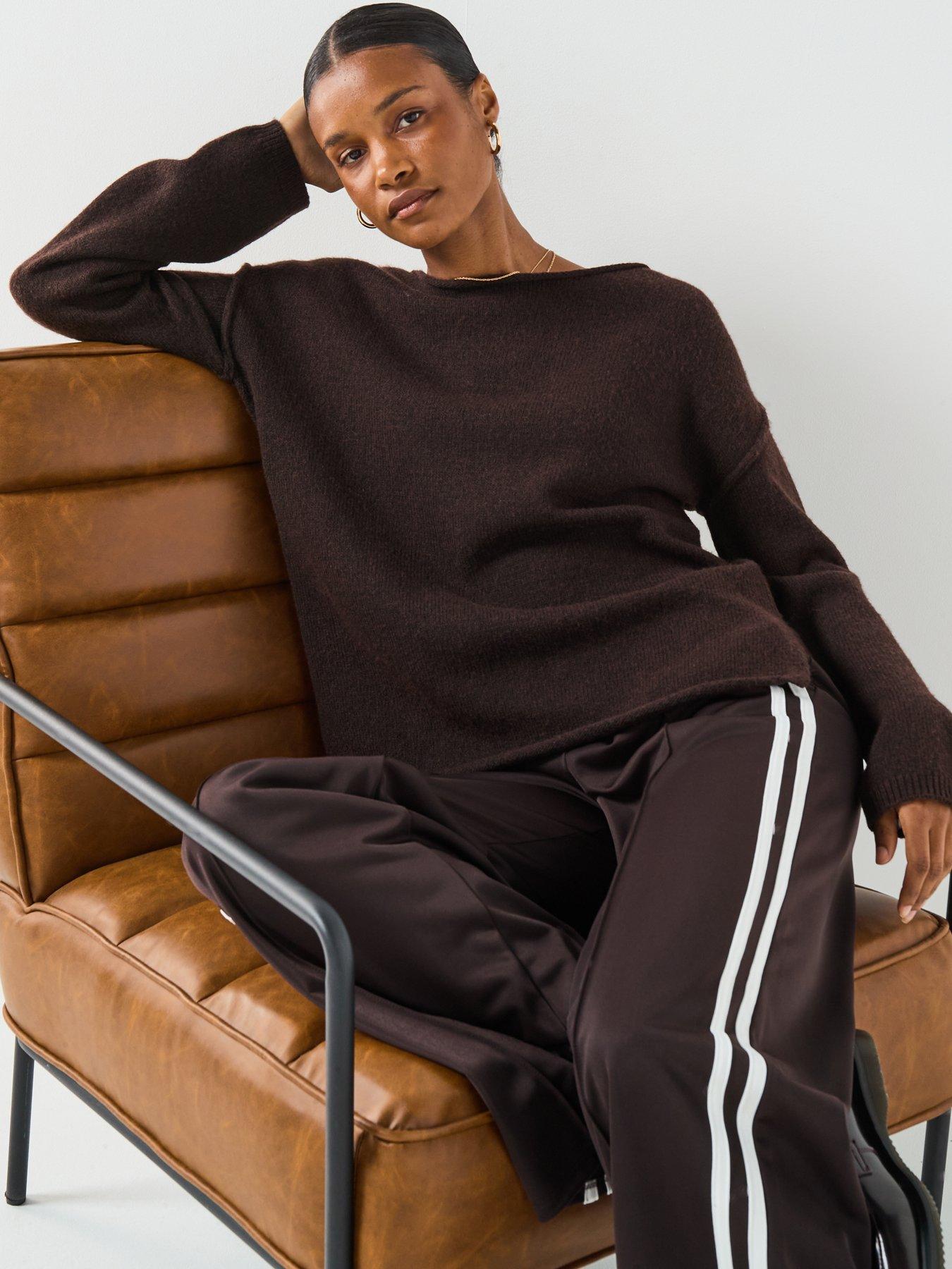 v-by-very-timeless-yarn-off-the-shoulder-knitted-jumper-browndetail
