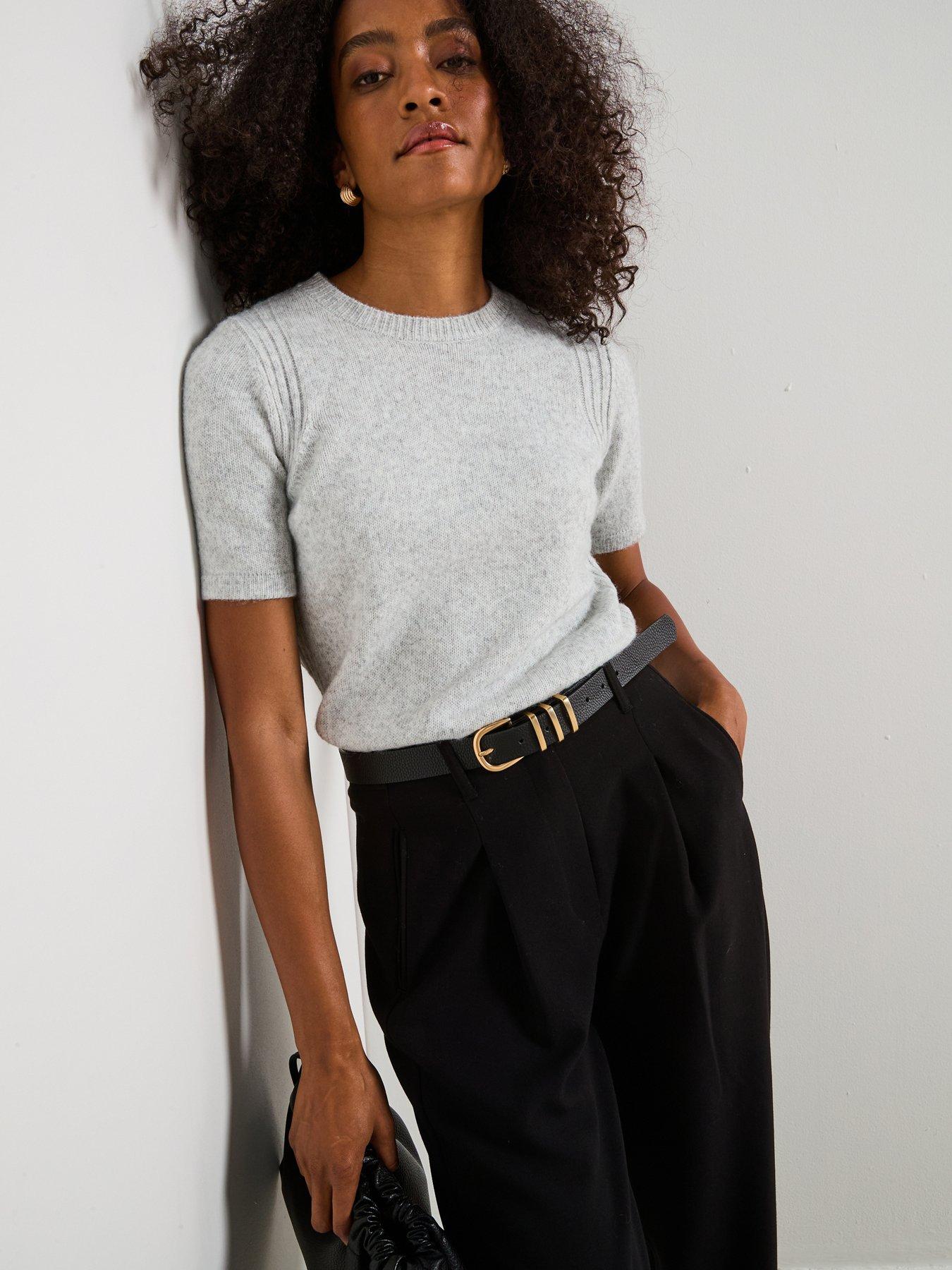 v-by-very-timeless-yarn-crew-neck-short-sleeve-knitted-jumper-greyfront