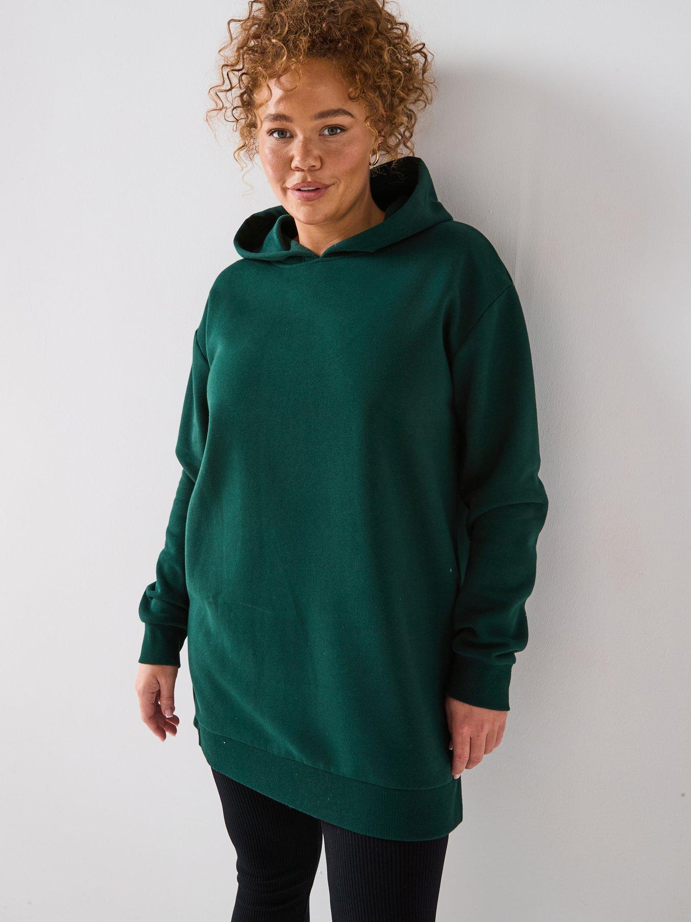 V by Very Curve Longline Hoodie - Dark Green