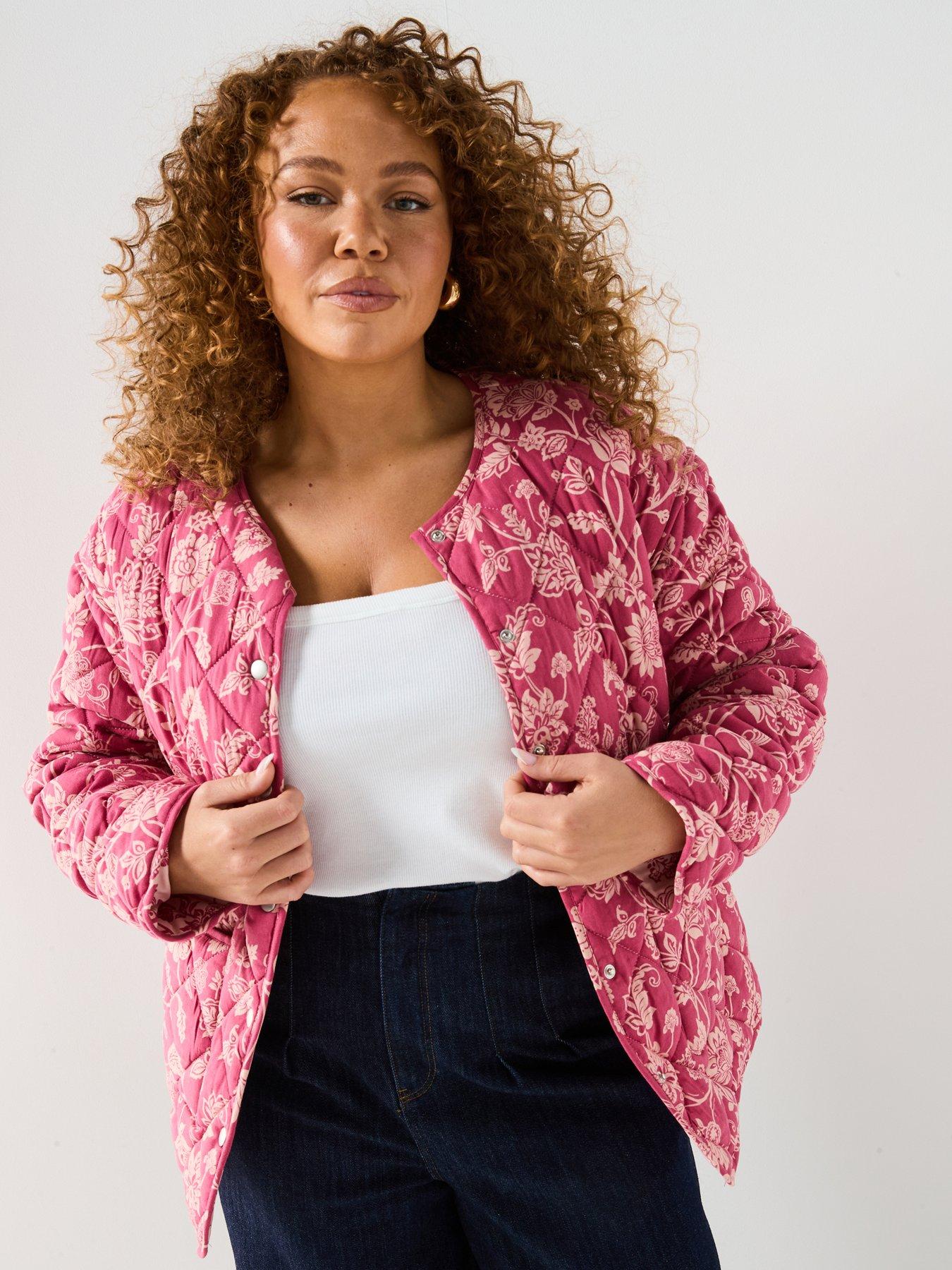 V by Very Curve Printed Quilted Jacket - Print