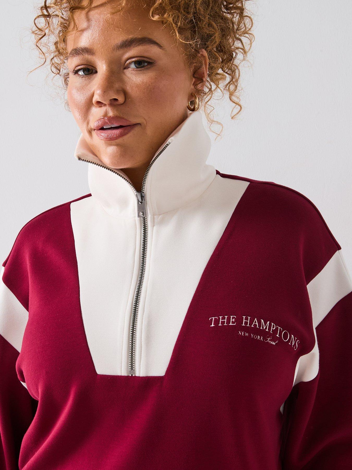 Image 5 of 6 of V by Very Curve Zip Collared Colour Block Sweatshirt - Red