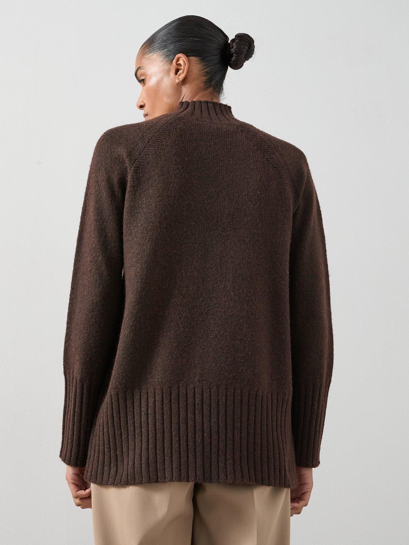 the-very-collection-timeless-yarn-longline-funnel-neck-jumper-brownstillFront
