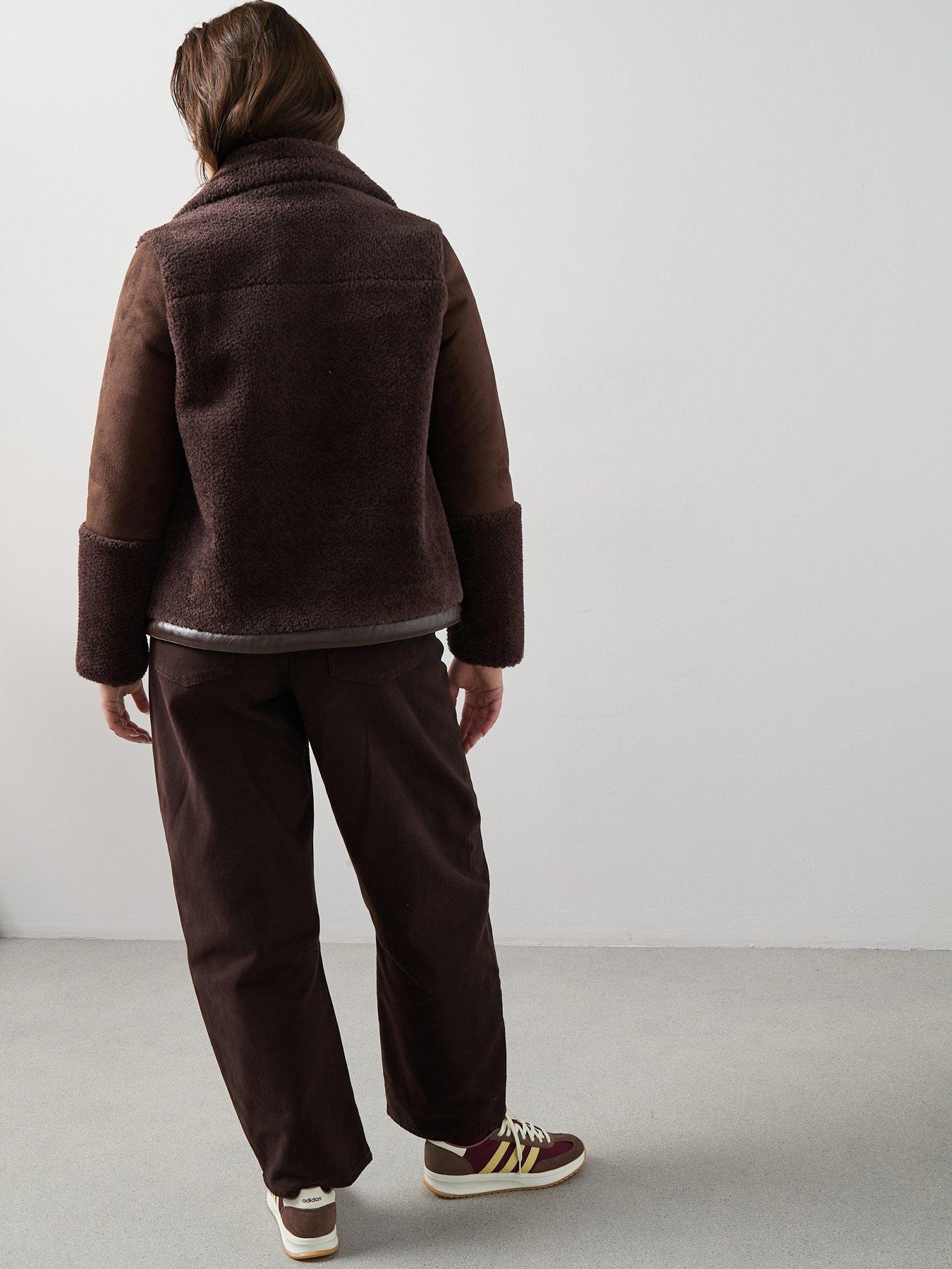 the-very-collection-curve-faux-fur-aviator-jacket-dark-brownstillFront