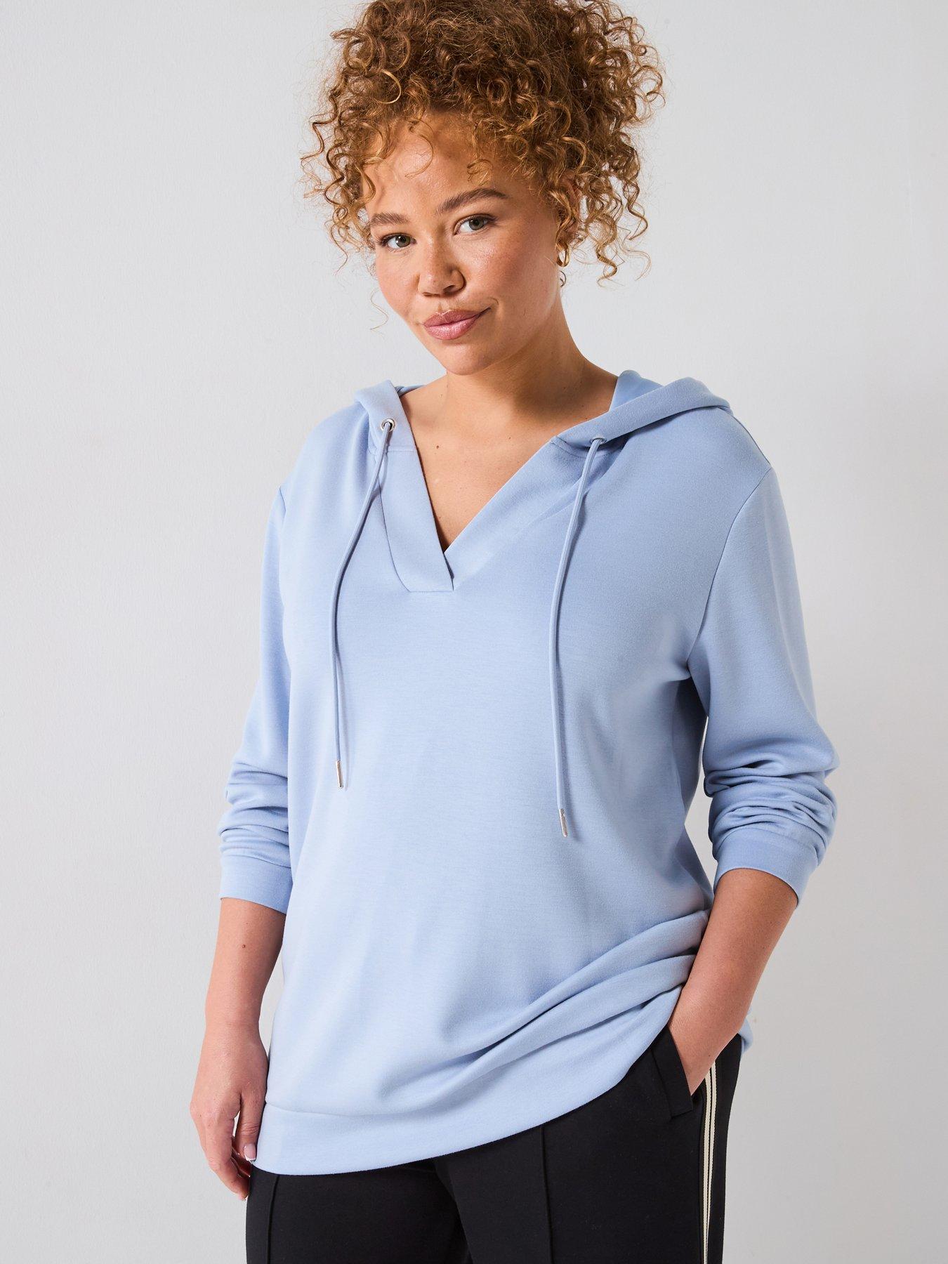 V by Very Curve Soft Touch Neck Hoodie - Blue