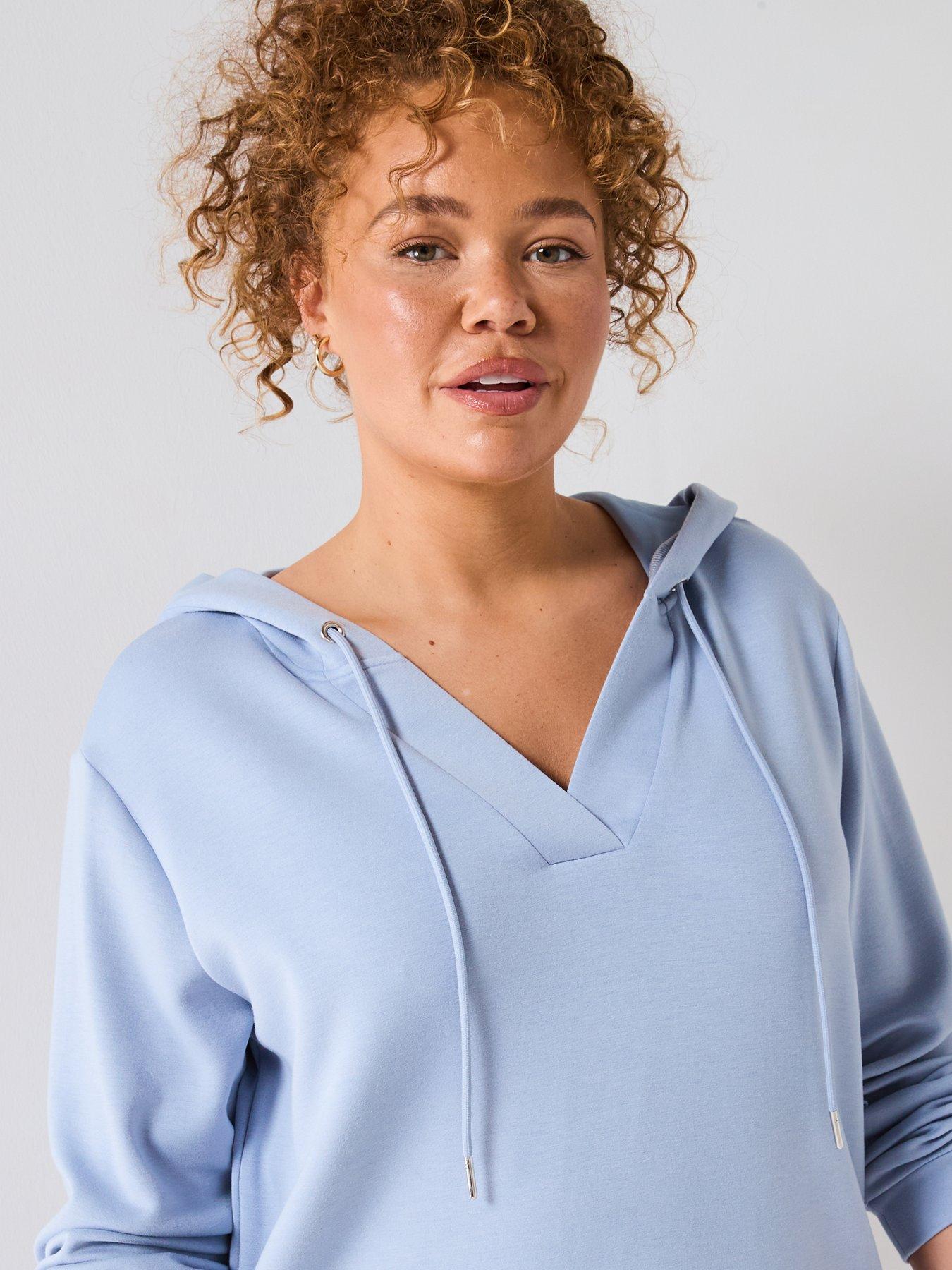 Image 4 of 6 of V by Very Curve Soft Touch Neck Hoodie - Blue