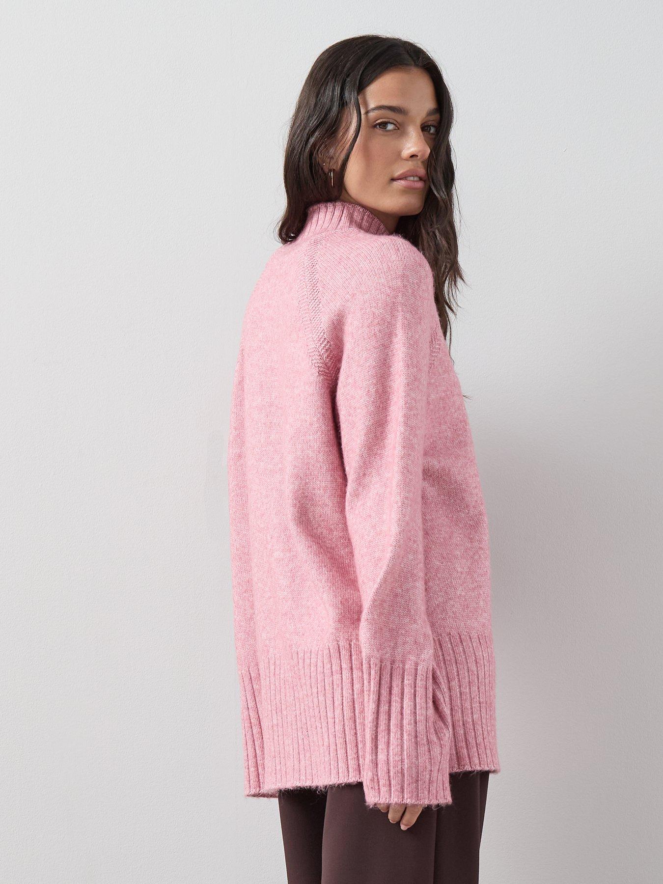 Image 2 of 7 of The Very Collection Timeless Yarn Longline Funnel Neck Jumper - Pink