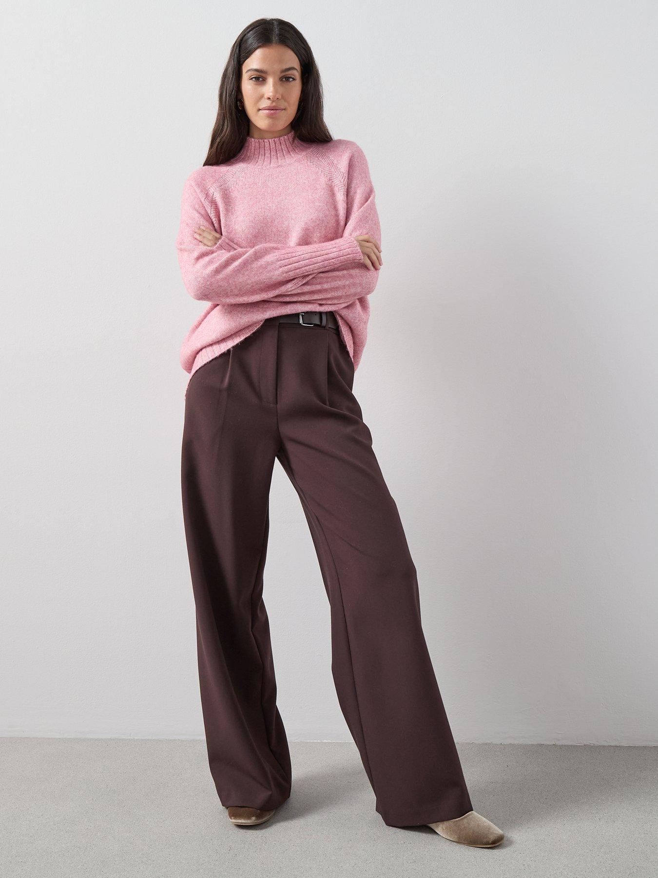 Image 3 of 7 of The Very Collection Timeless Yarn Longline Funnel Neck Jumper - Pink