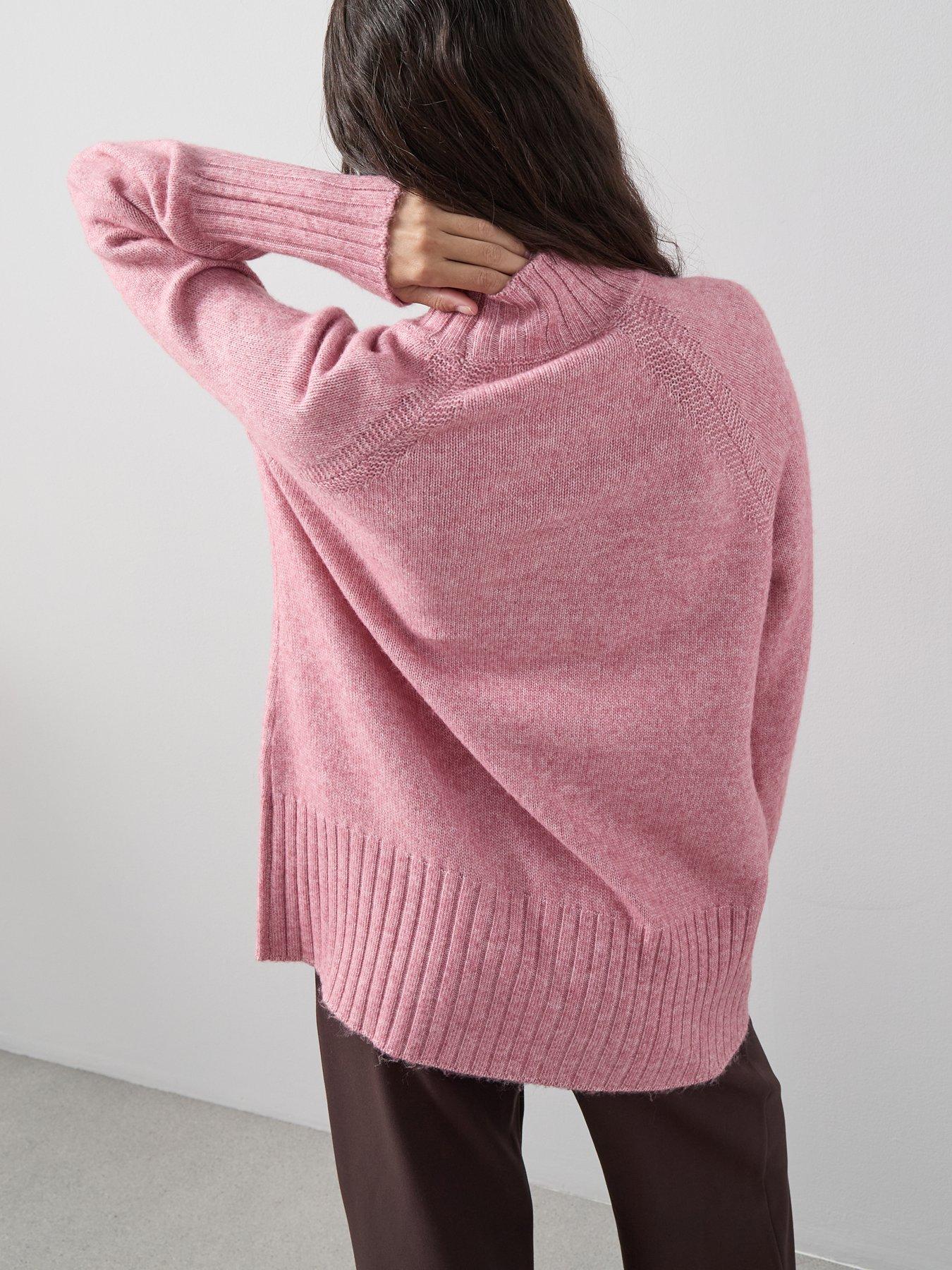 Image 5 of 7 of The Very Collection Timeless Yarn Longline Funnel Neck Jumper - Pink