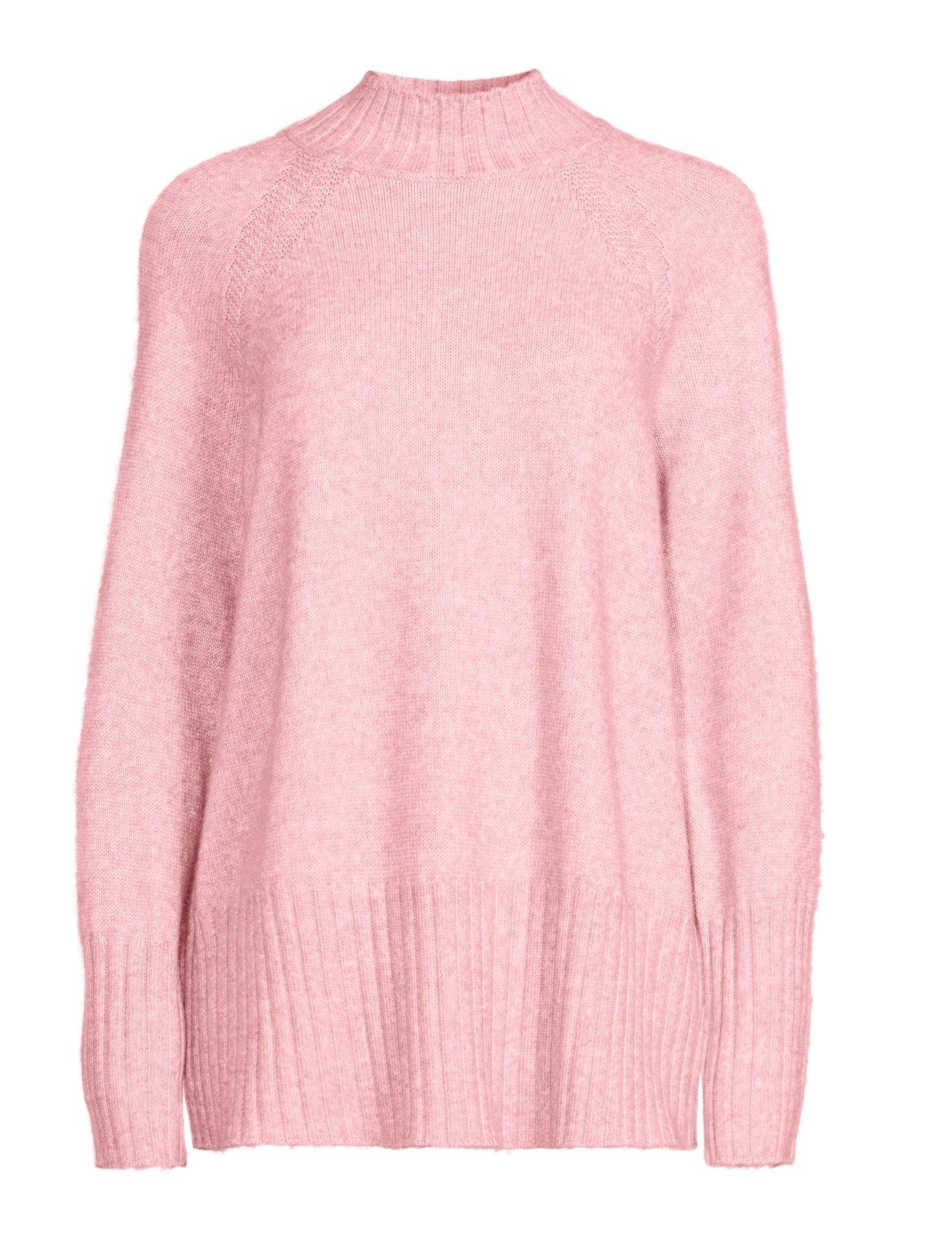 Image 7 of 7 of The Very Collection Timeless Yarn Longline Funnel Neck Jumper - Pink