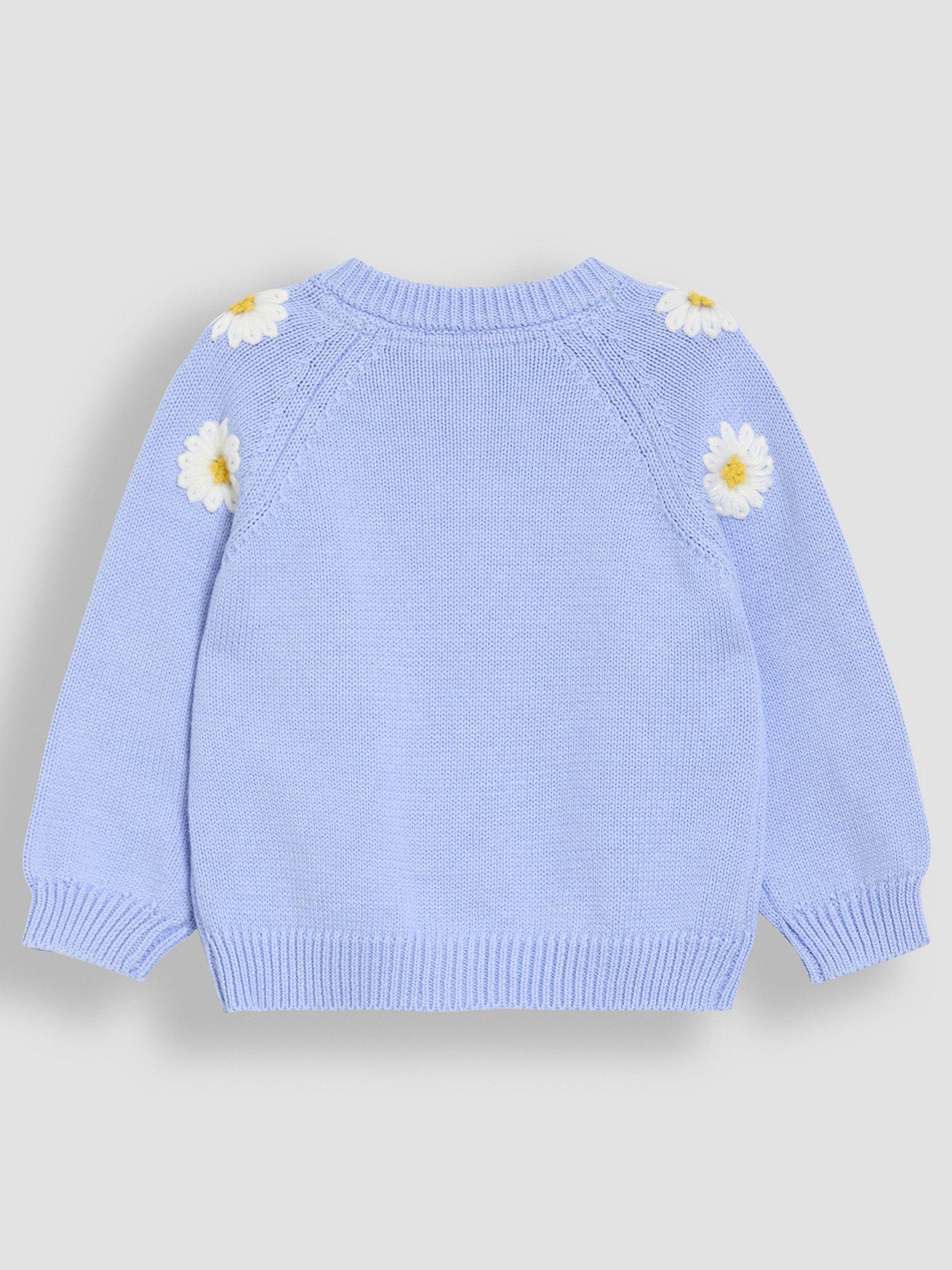 Image 3 of 3 of JoJo Maman Bebe Girls Floral Embroidered Cardigan - Blue