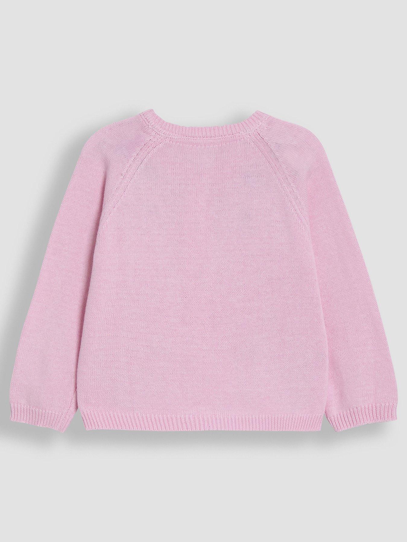 Image 3 of 3 of JoJo Maman Bebe Girls Duck Applique Pocket Cardigan - Pink