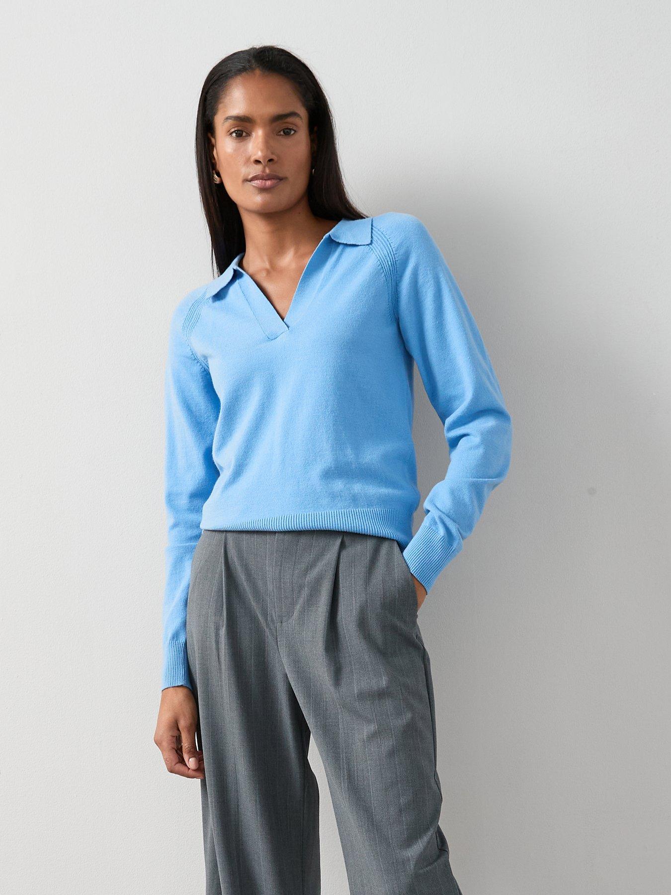 The Very Collection Classic Comfort Relaxed Collared Jumper - Blue