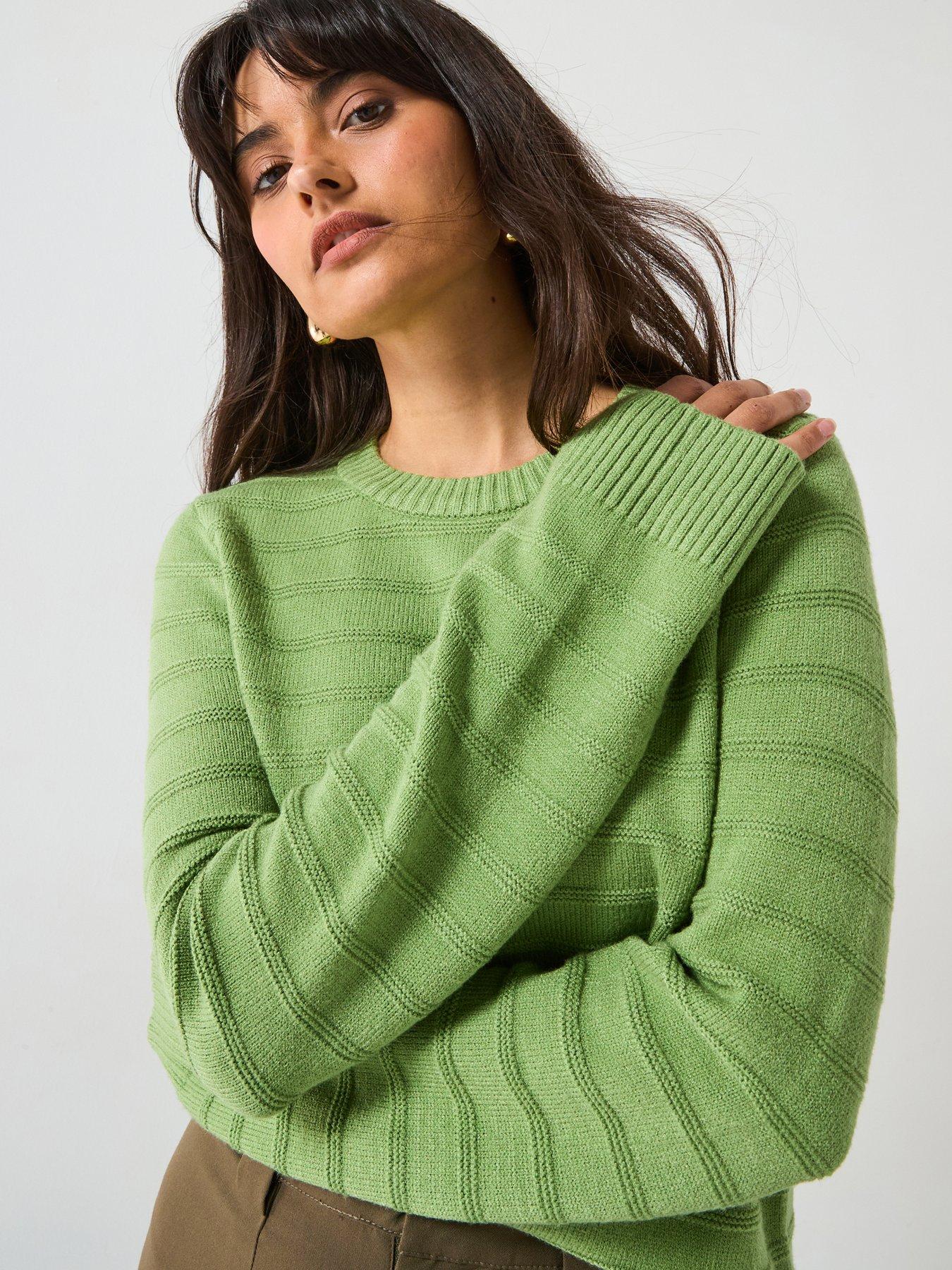 the-very-collection-classic-comfort-crew-neck-stitch-interest-jumper-green