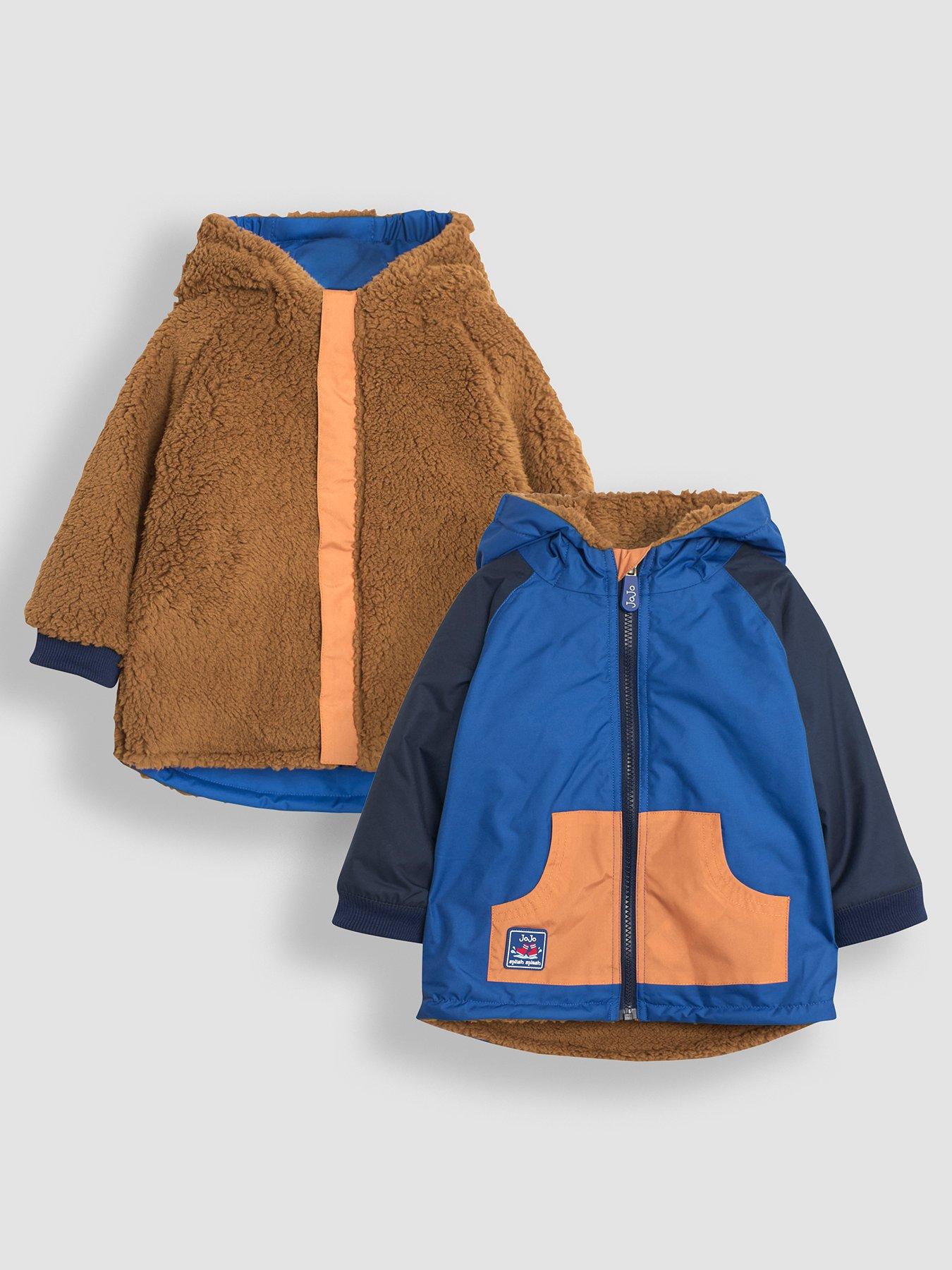 Image 1 of 7 of JoJo Maman Bebe Boys Colour Block Reversible Jacket - Blue