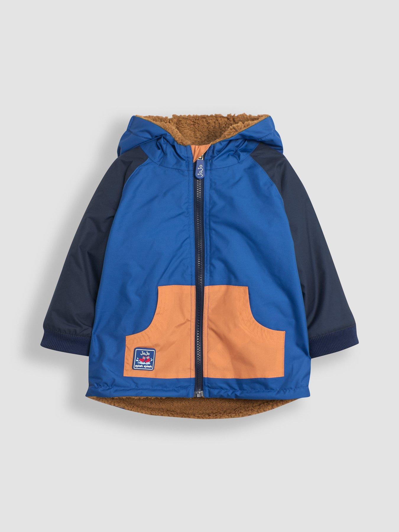 Image 2 of 7 of JoJo Maman Bebe Boys Colour Block Reversible Jacket - Blue