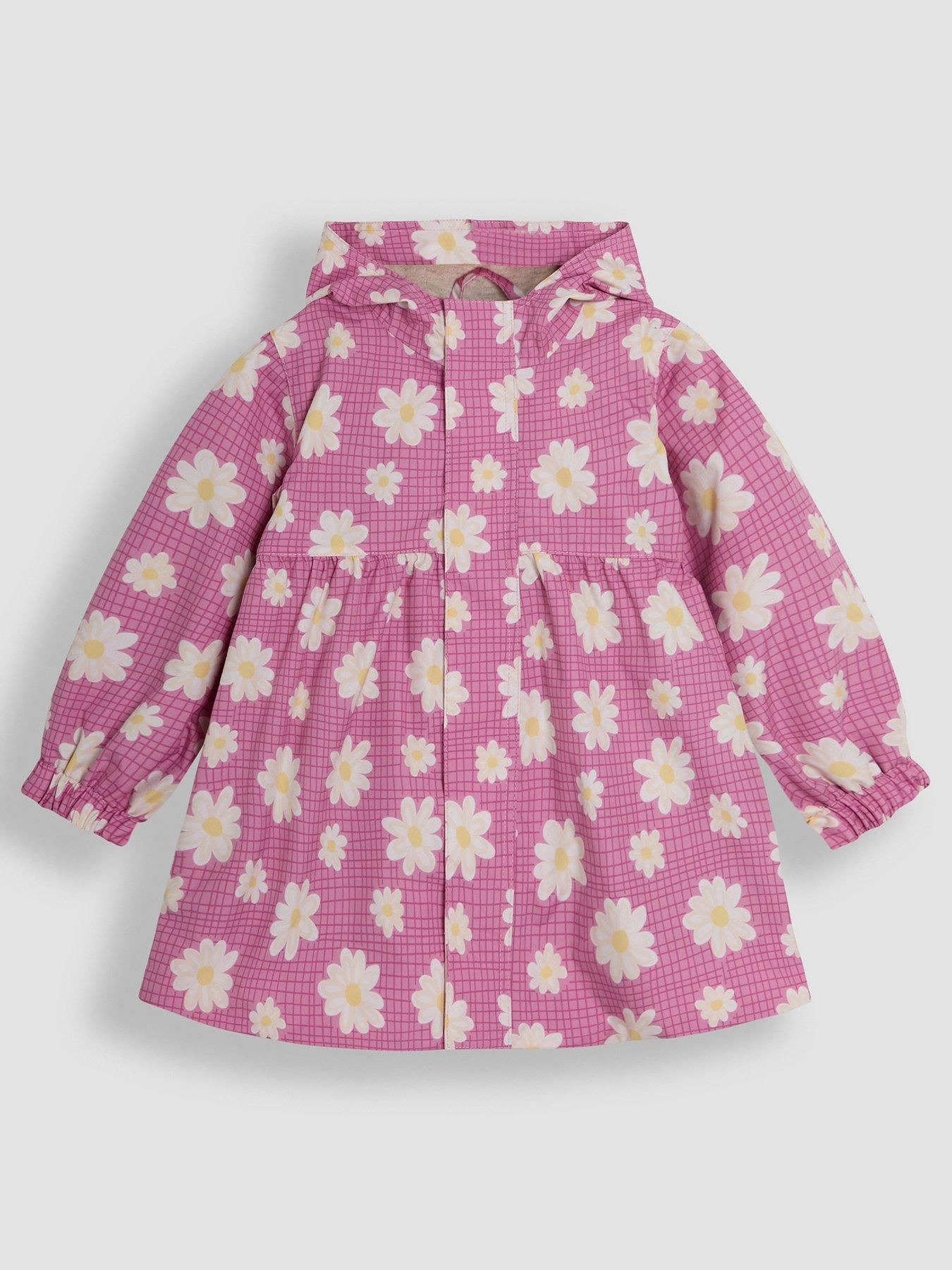 undefined Girls Daisy Gathered Waterproof Jacket - Pink