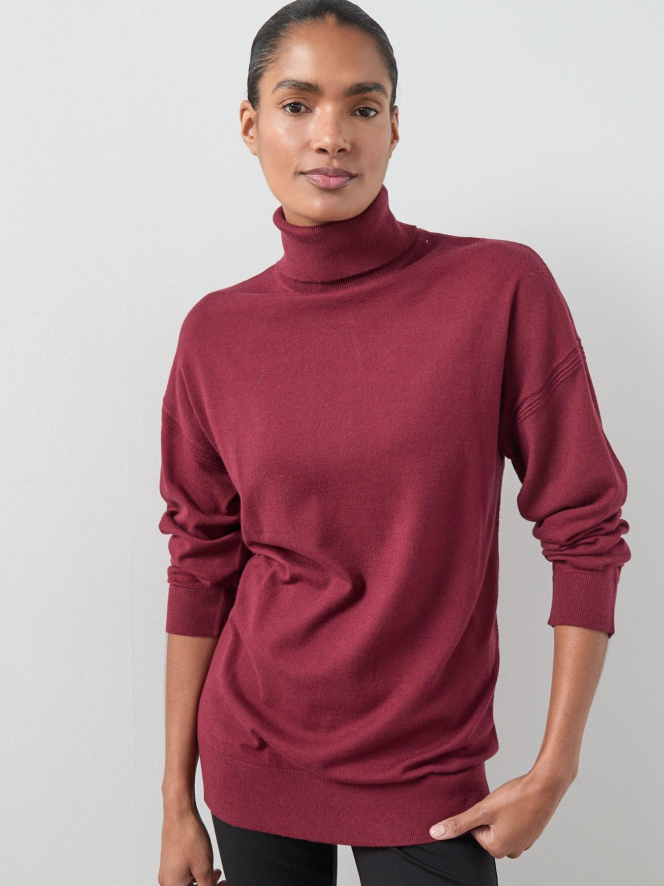 the-very-collection-classic-comfort-longline-roll-neck-jumper-burgundyoutfit