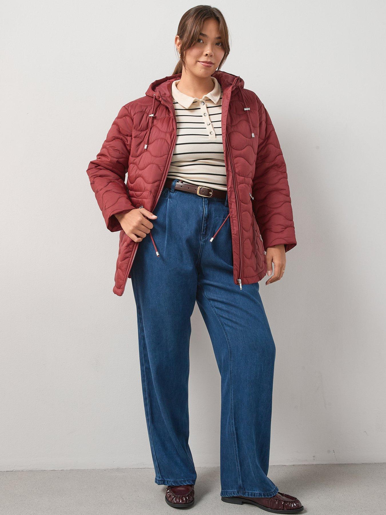 v-by-very-curve-quilted-cinched-waist-coat-reddetail