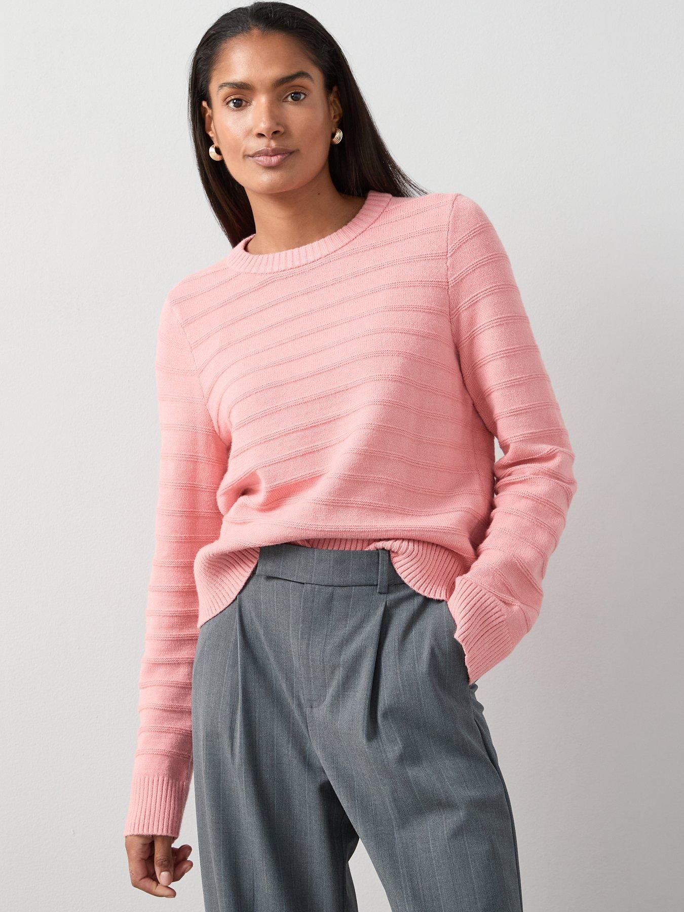 The Very Collection Classic Comfort Crew Neck Stitch Interest Jumper - Pink
