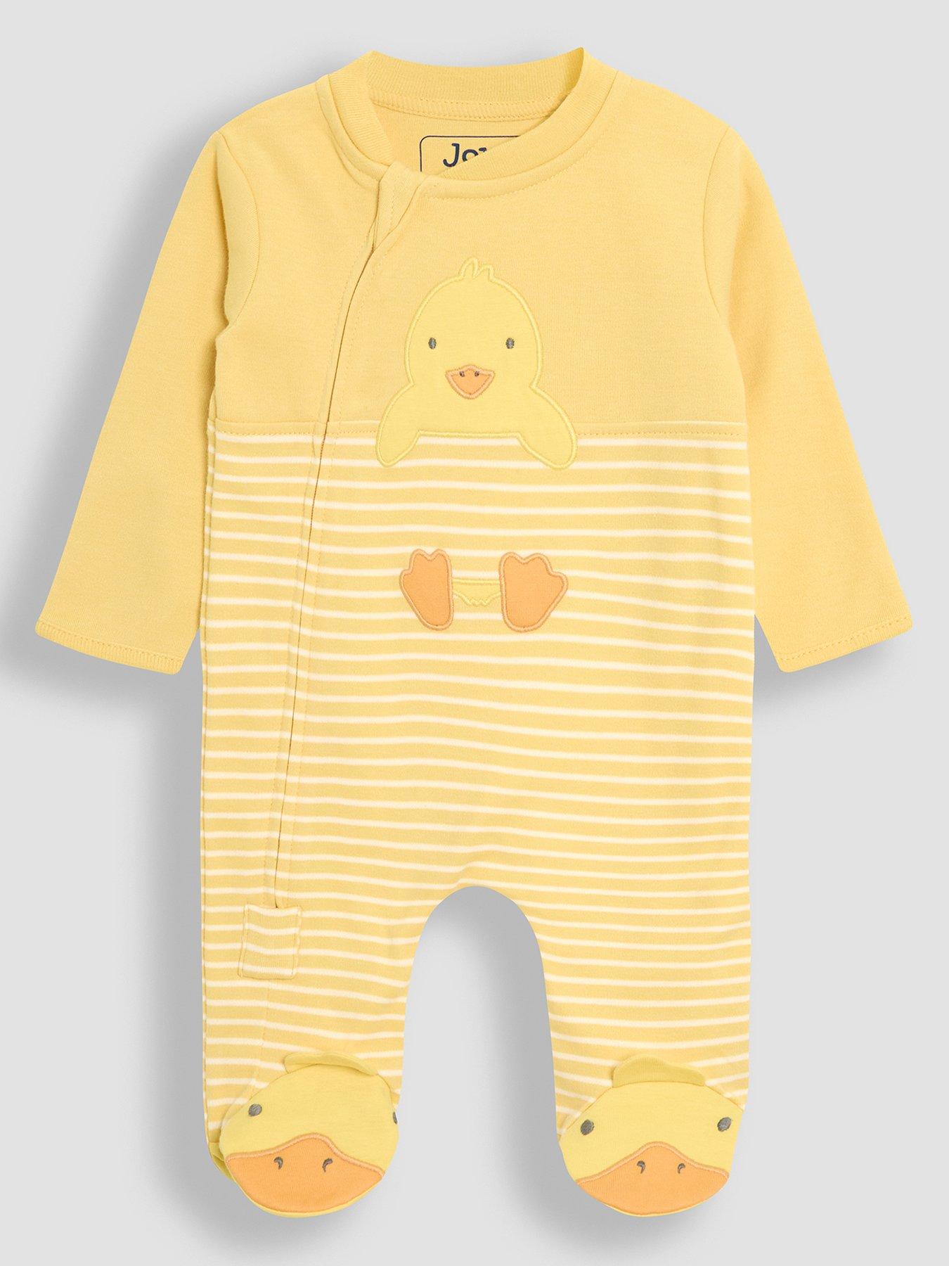 Image 1 of 3 of JoJo Maman Bebe Baby Unisex Duckling Zip Sleepsuit - Yellow