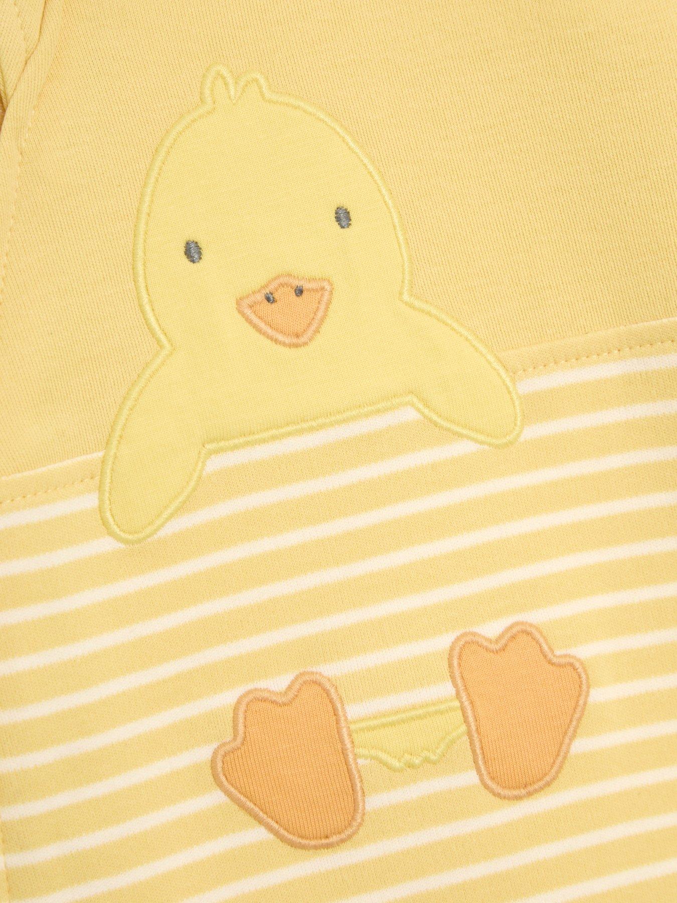 Image 2 of 3 of JoJo Maman Bebe Baby Unisex Duckling Zip Sleepsuit - Yellow