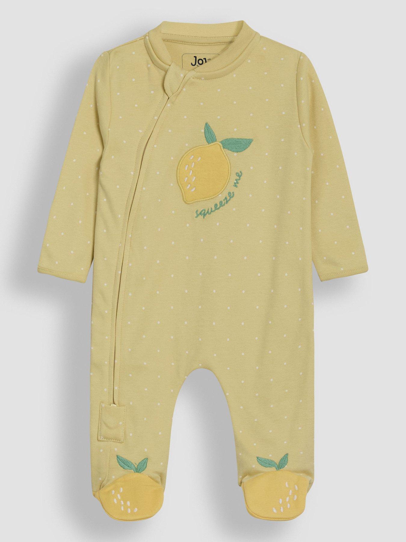 undefined Baby Girls Lemon Applique Zip Sleepsuit - Yellow
