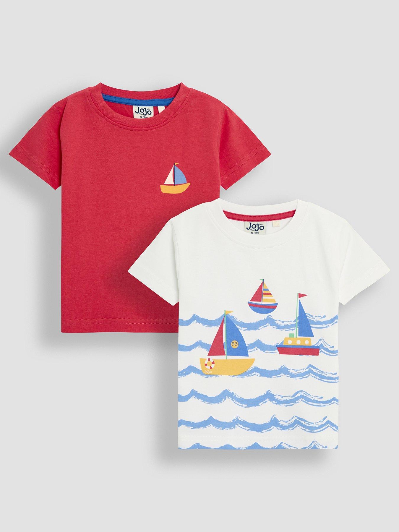 Image of JoJo Maman Bebe Boys 2-Pack Sailboat Print T-Shirts - White