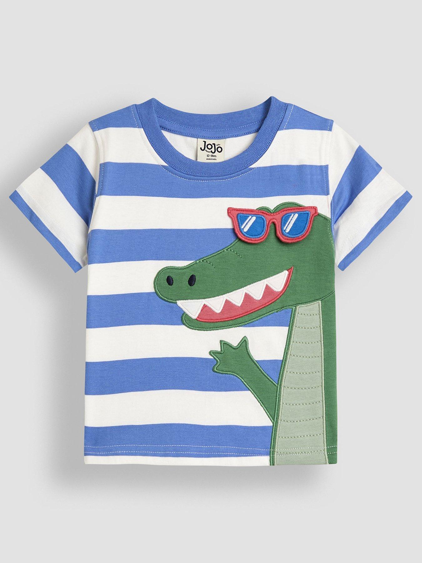 Image 1 of 3 of JoJo Maman Bebe Boys Crocodile Applique Interactive T-Shirt - Blue