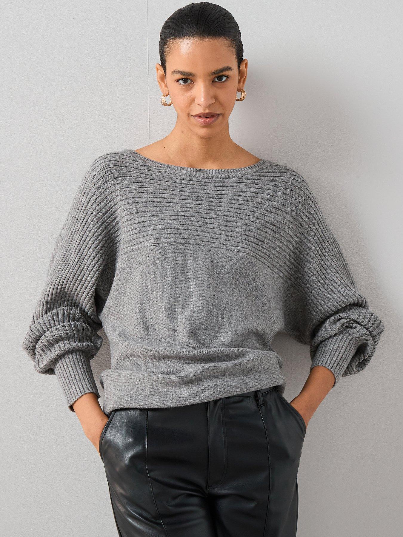 The Very Collection Classic Comfort Batwing Slash Neck Jumper - Grey