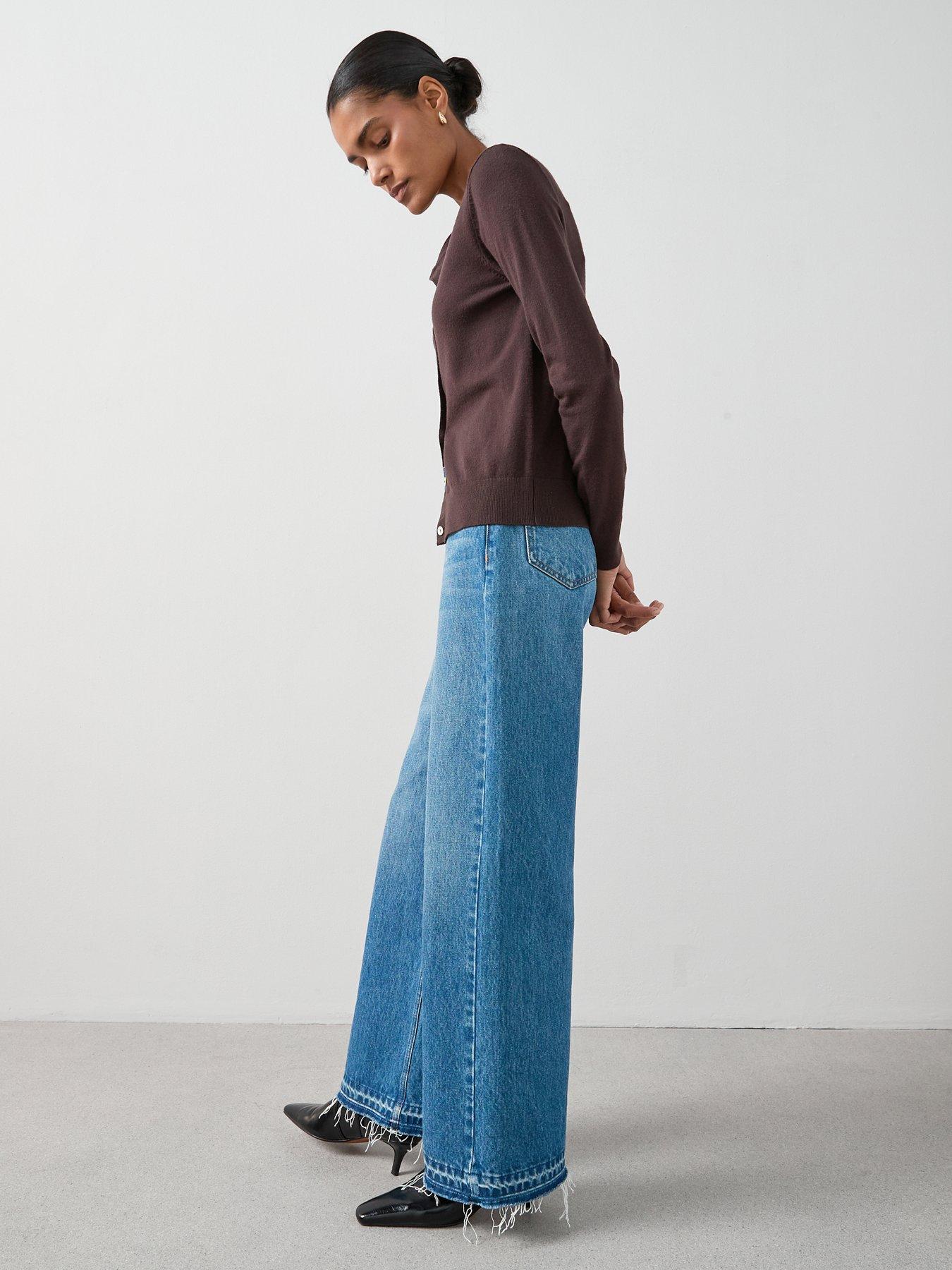 Image 3 of 7 of The Very Collection Classic Comfort Crew Neck Cardigan - Chocolate