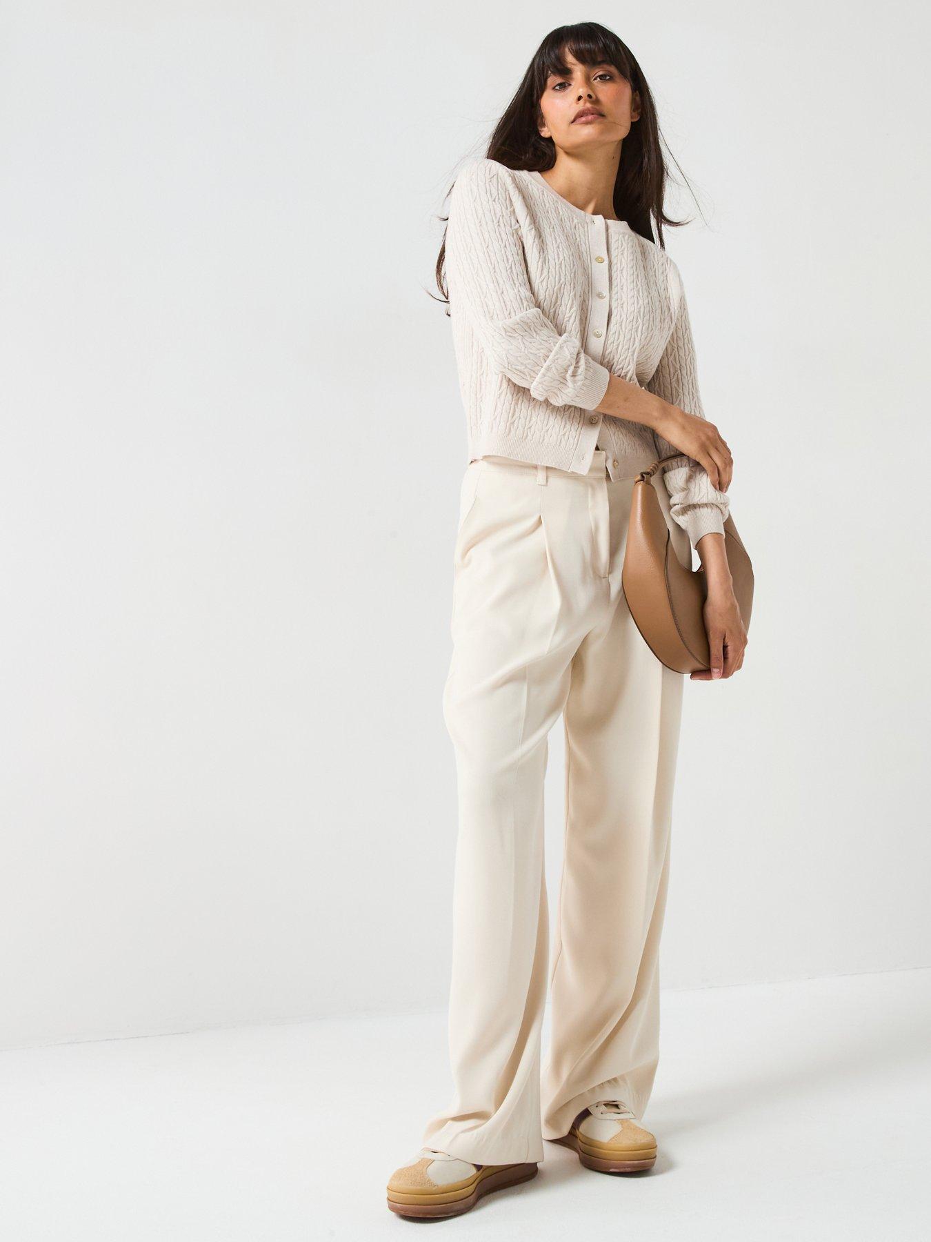 Image 6 of 6 of V by Very Classic Comfort Crew Neck Cable Cardigan - Cream