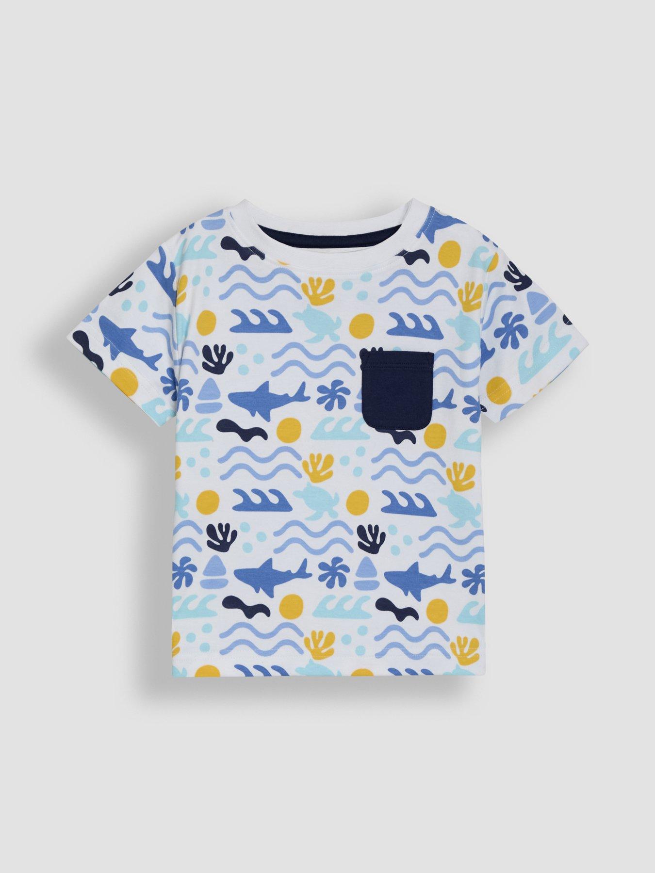 Image 2 of 4 of JoJo Maman Bebe Boys 2-Piece Sea Ocean T-Shirt &amp; Short Set - Navy