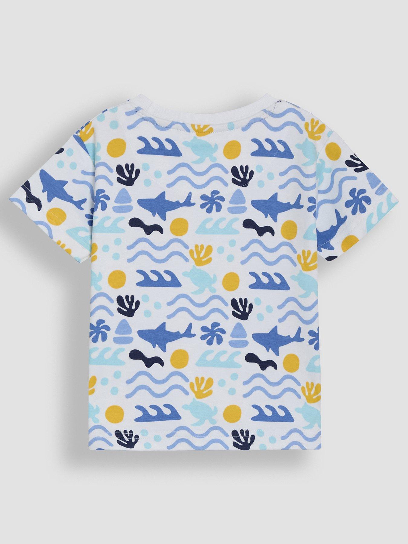 Image 3 of 4 of JoJo Maman Bebe Boys 2-Piece Sea Ocean T-Shirt &amp; Short Set - Navy