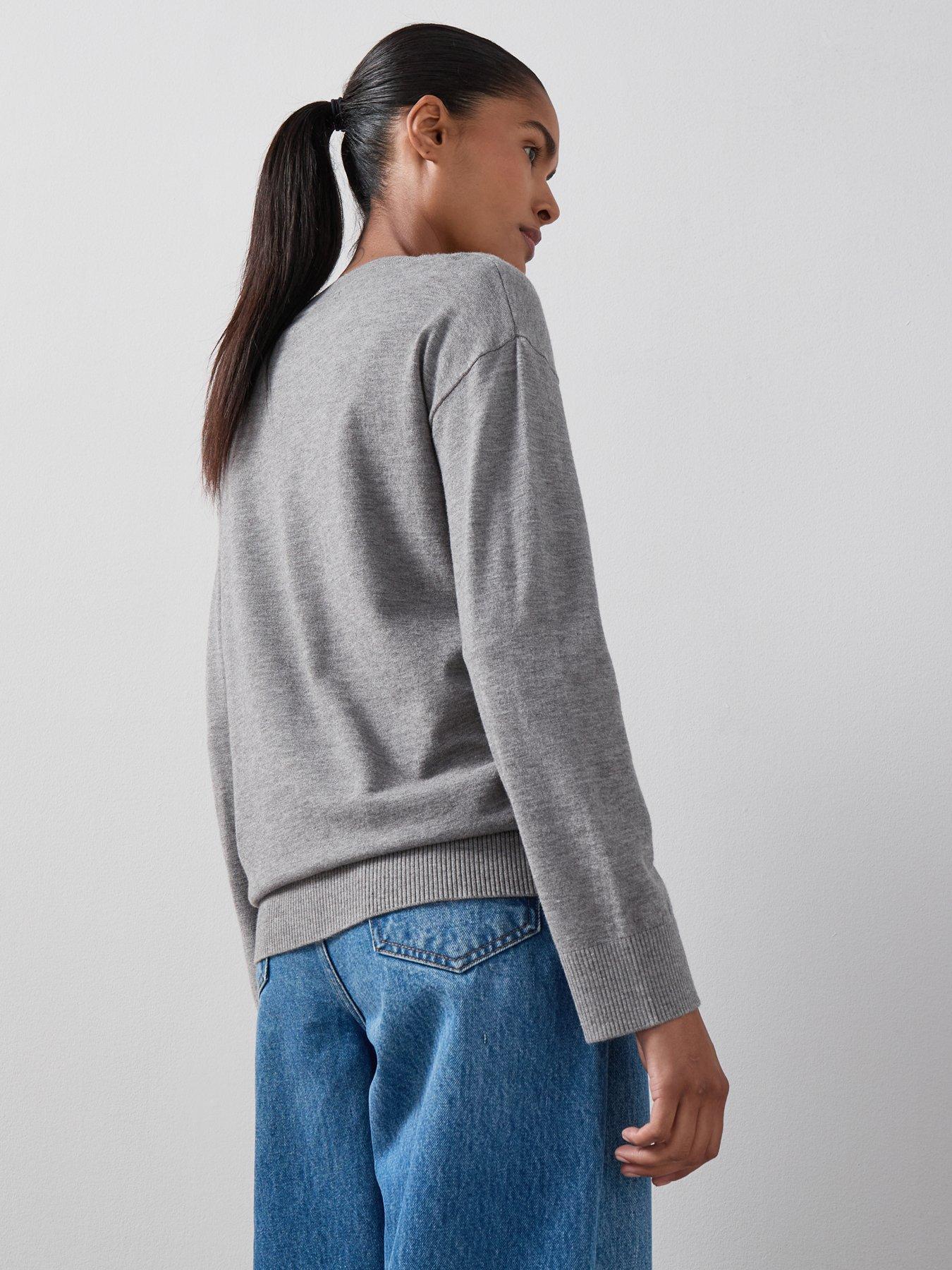 the-very-collection-classic-comfort-v-neck-longline-jumper-greystillFront