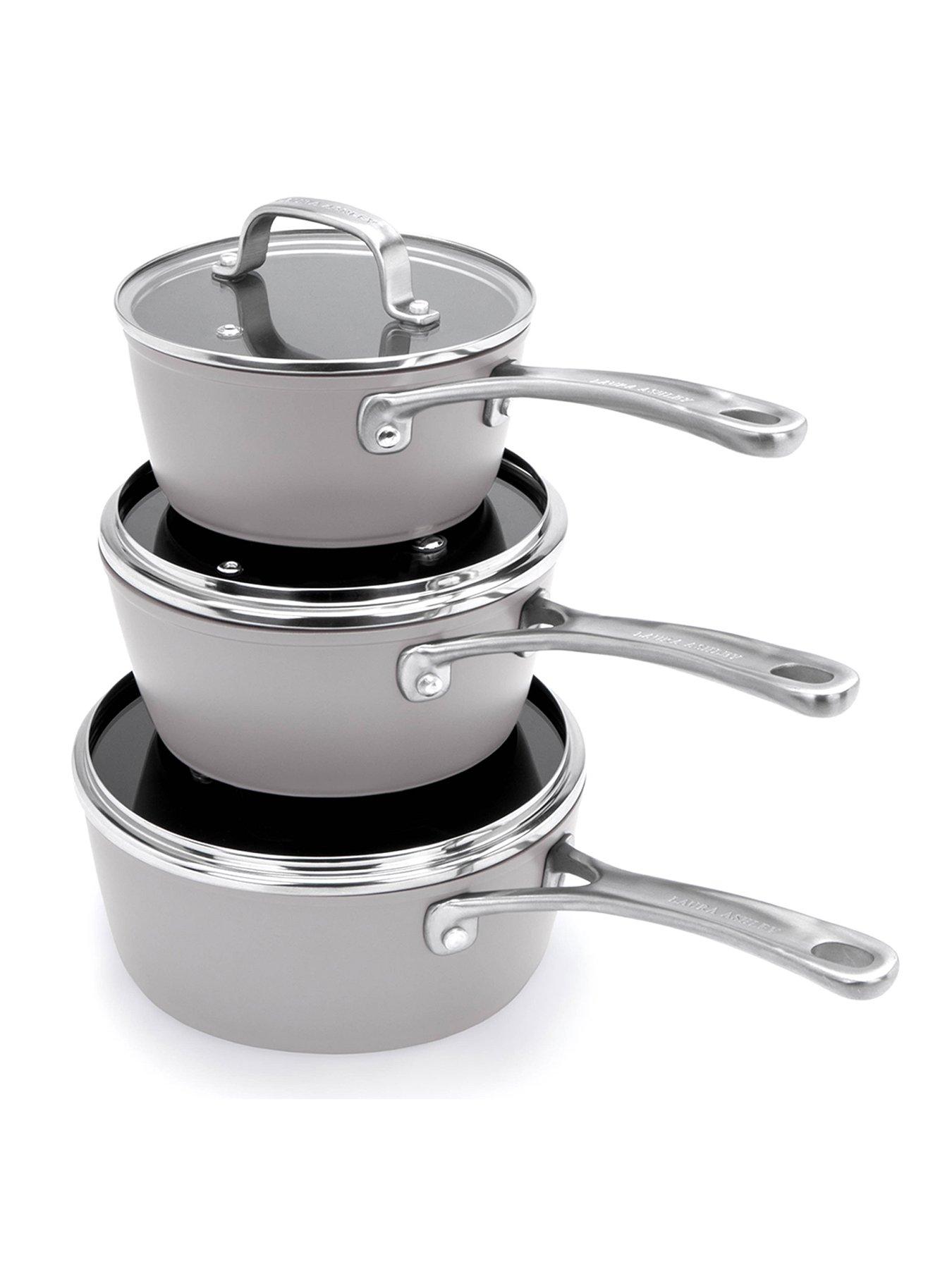 undefined 3 Piece Saucepan Set - Dark Dove Grey