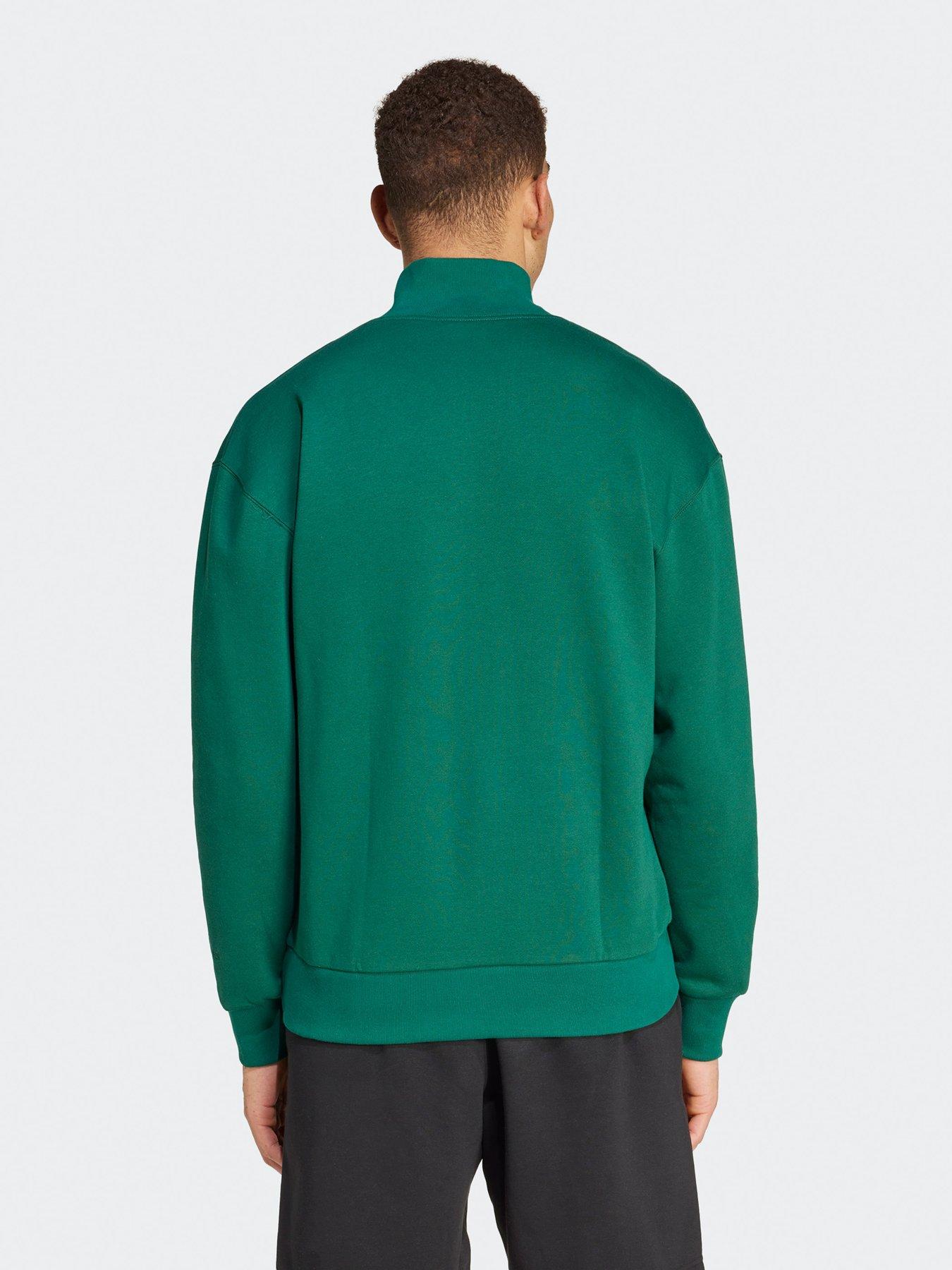 adidas-sportswear-mens-all-szn-fleece-quarter-zip-crew-sweatshirt-greenstillFront