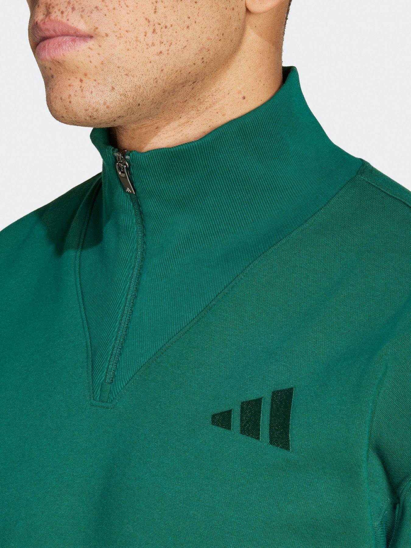 adidas-sportswear-mens-all-szn-fleece-quarter-zip-crew-sweatshirt-greenoutfit