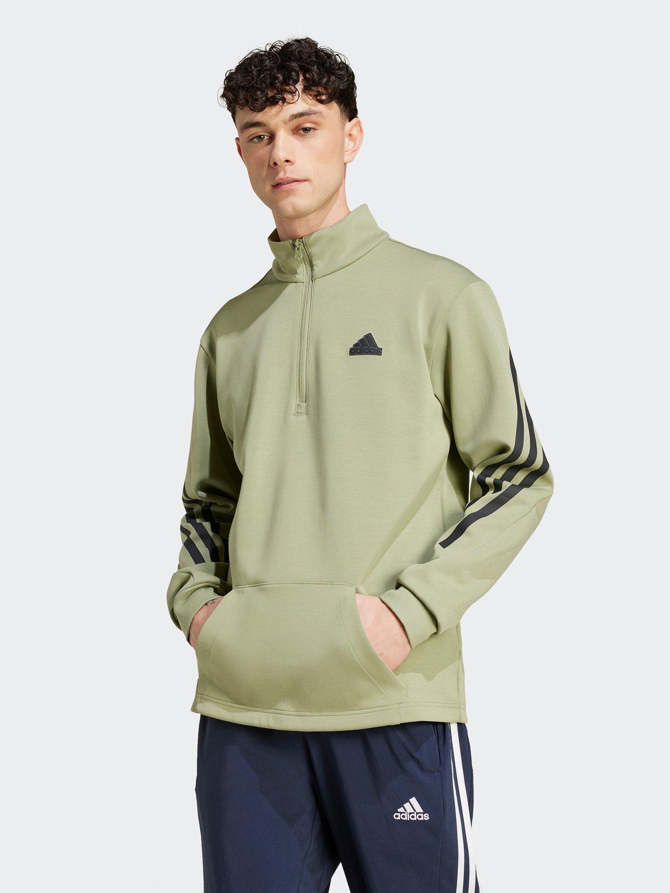 adidas Sportswear Men's Future Icons 3-Stripes Half-Zip Sweatshirt - Green