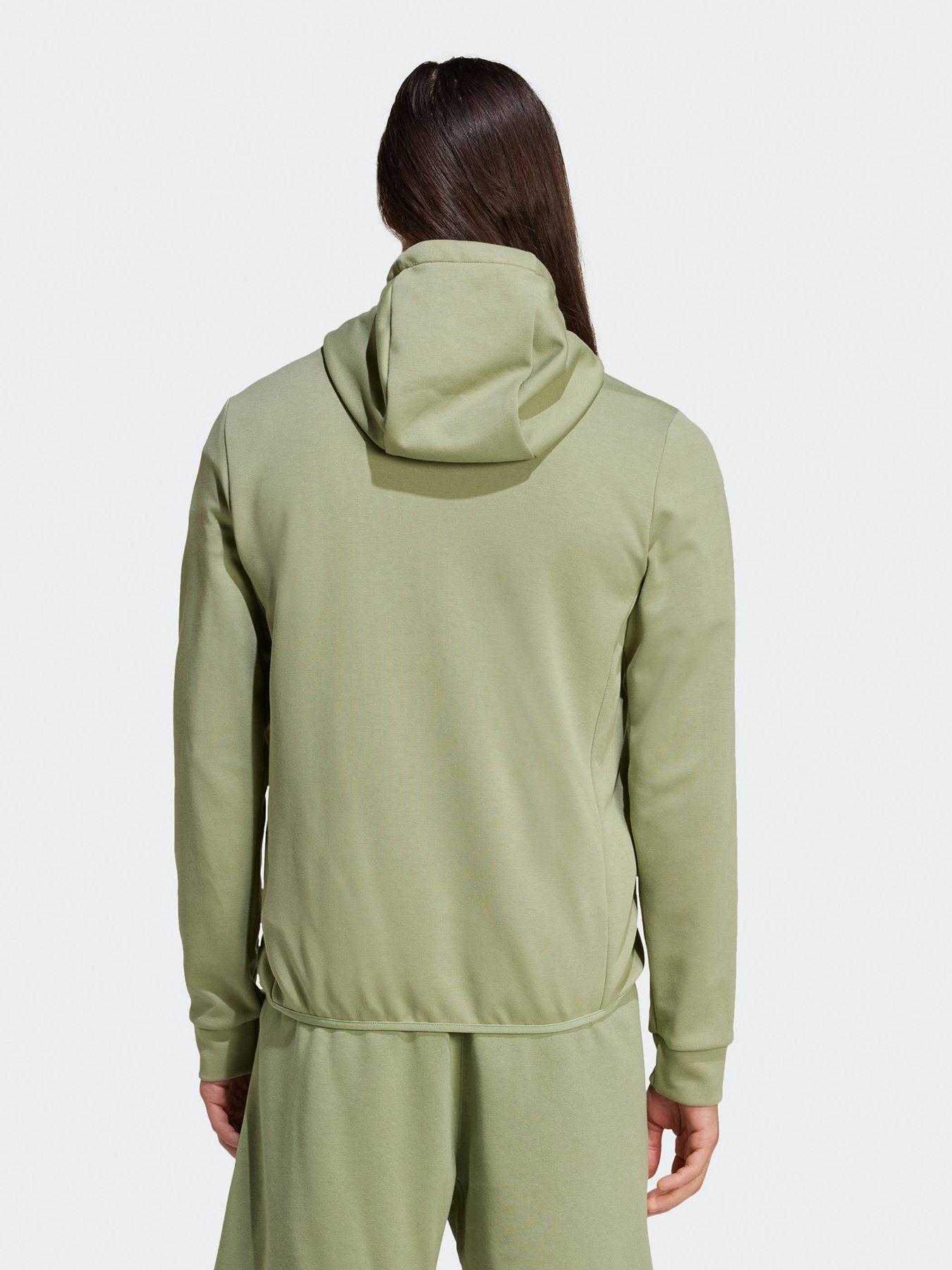 adidas-sportswear-mens-essentials-hybrid-down-hooded-jacket-greenstillFront