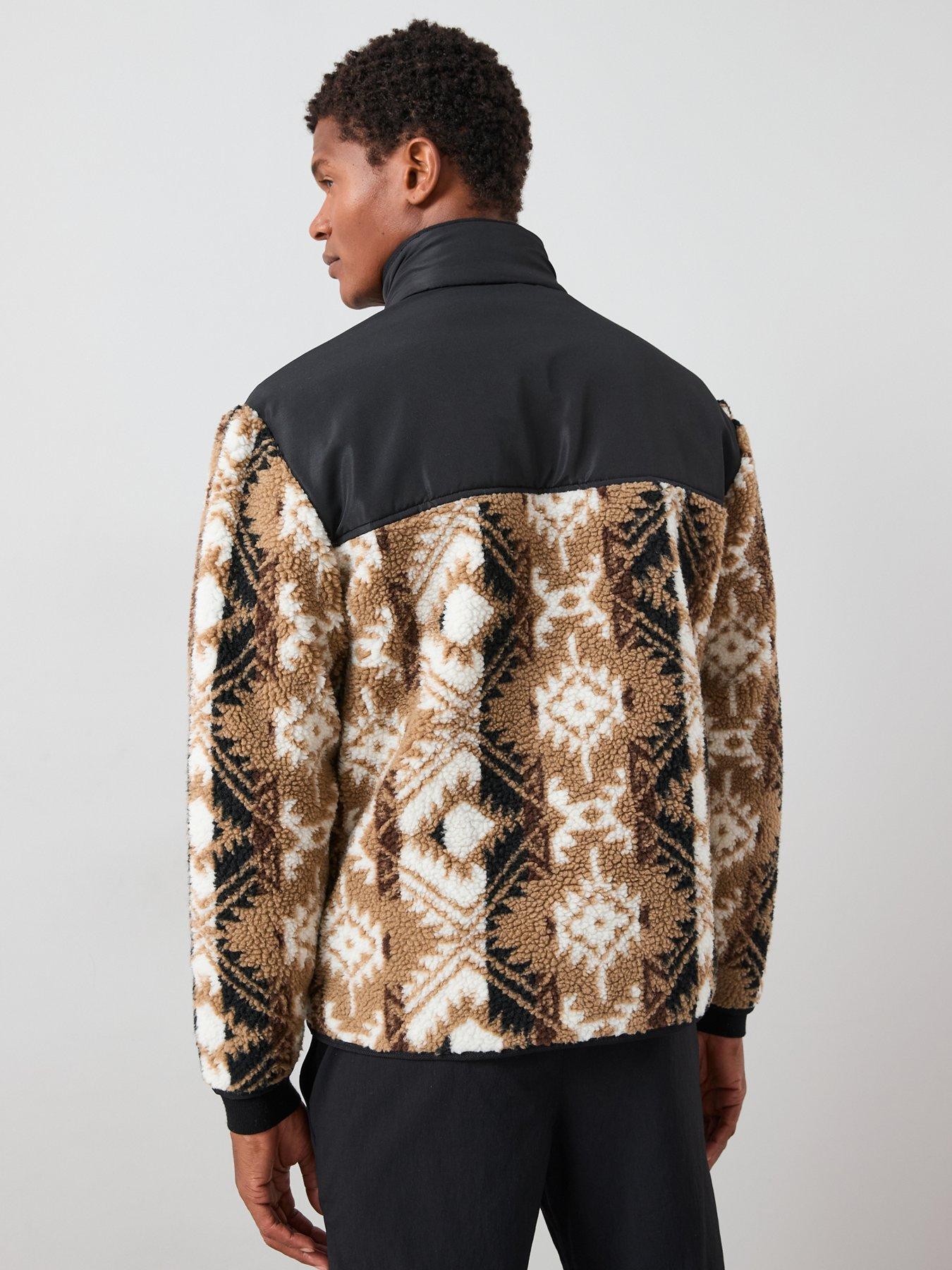 Image 2 of 7 of The Very Collection Printed Borg Panel Jacket - Black