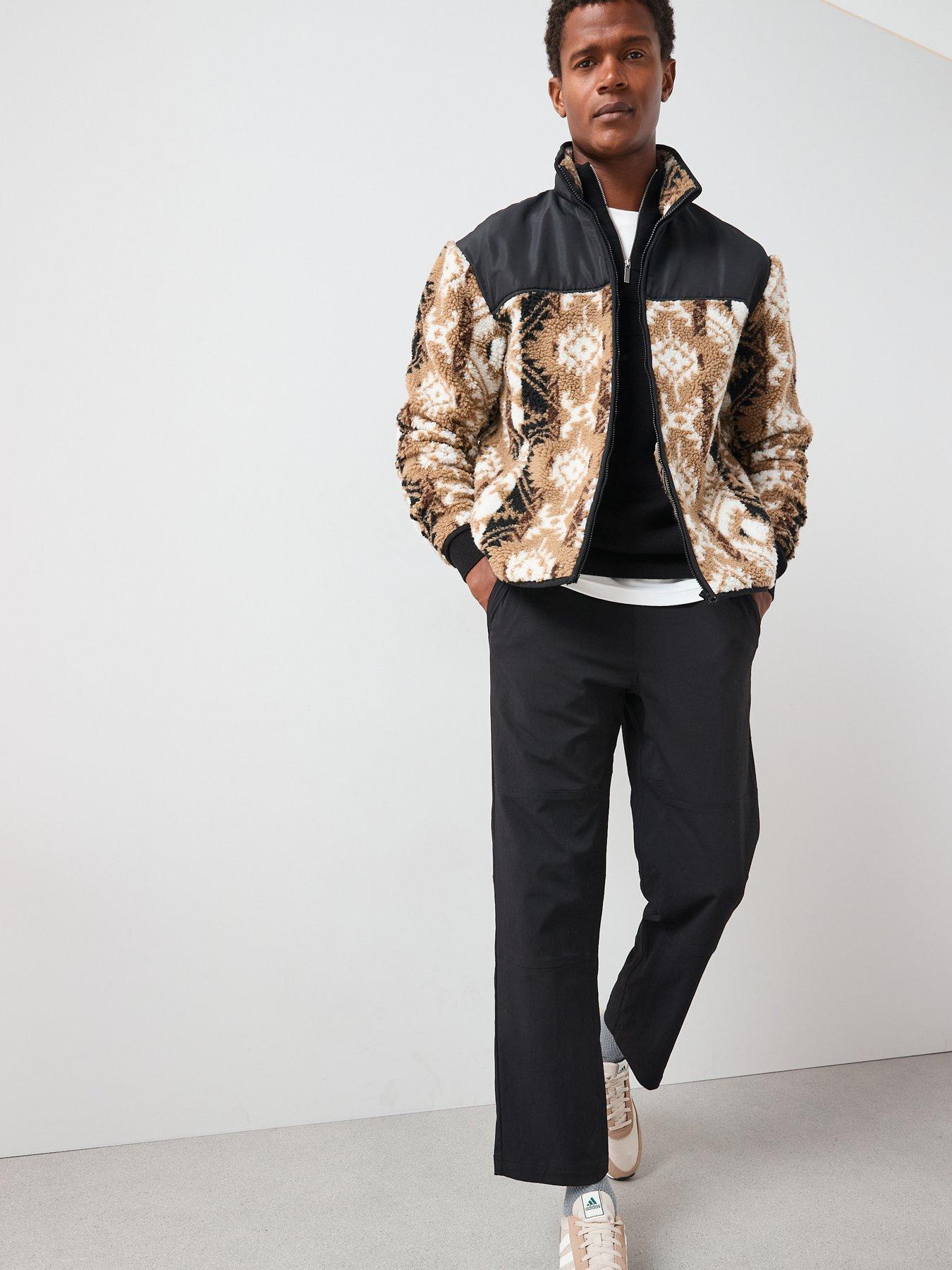 Image 3 of 7 of The Very Collection Printed Borg Panel Jacket - Black